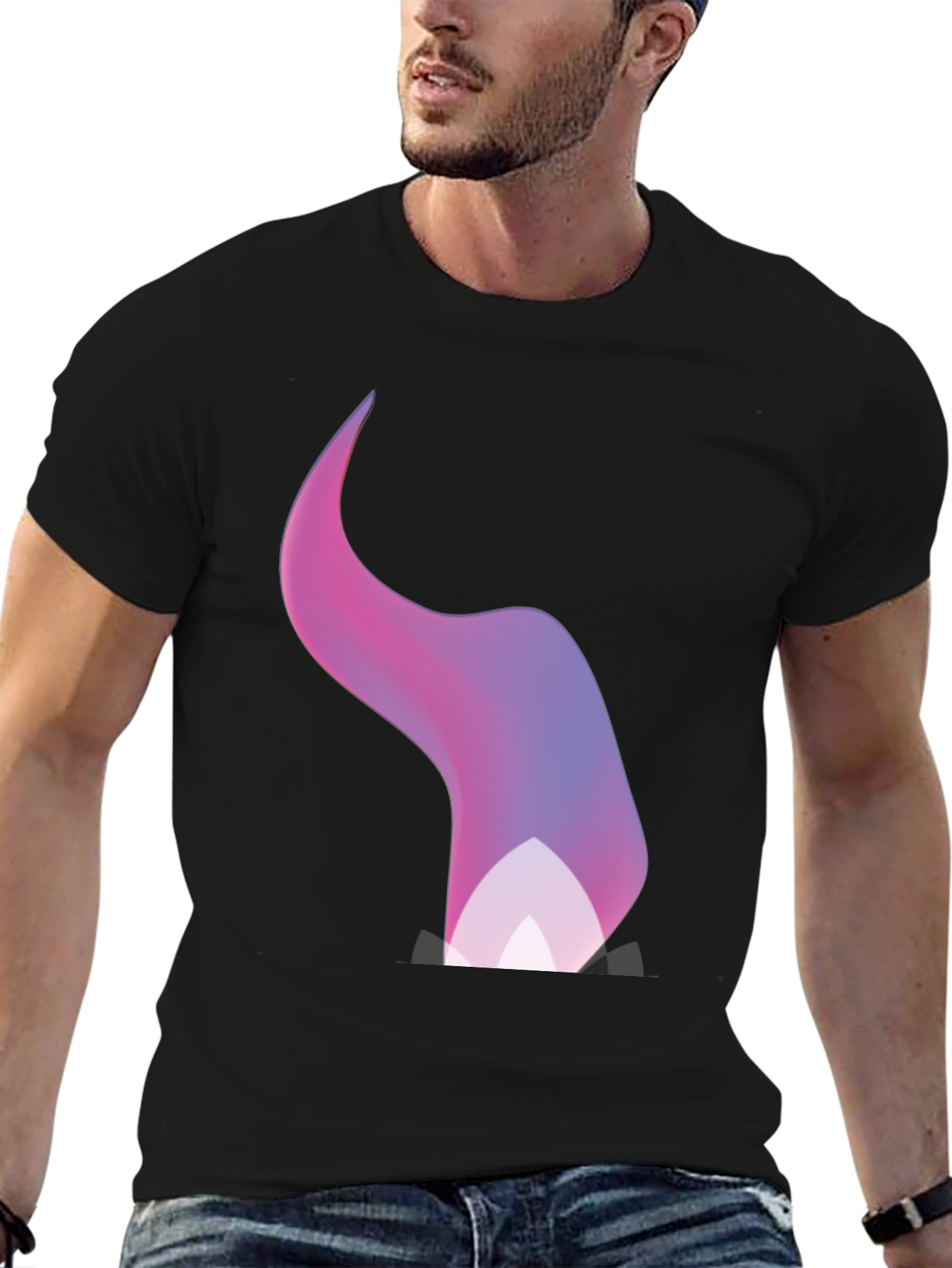 Black Gradient Flame Graphic Black T-Shirt view 6