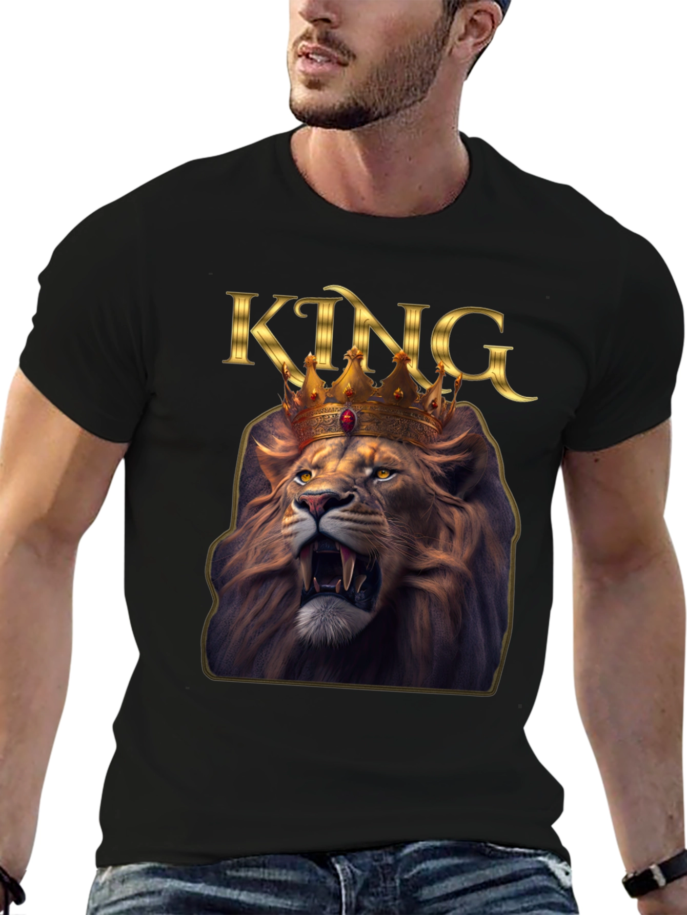 Black King Lion Graphic Tee - Black T-Shirt view 6