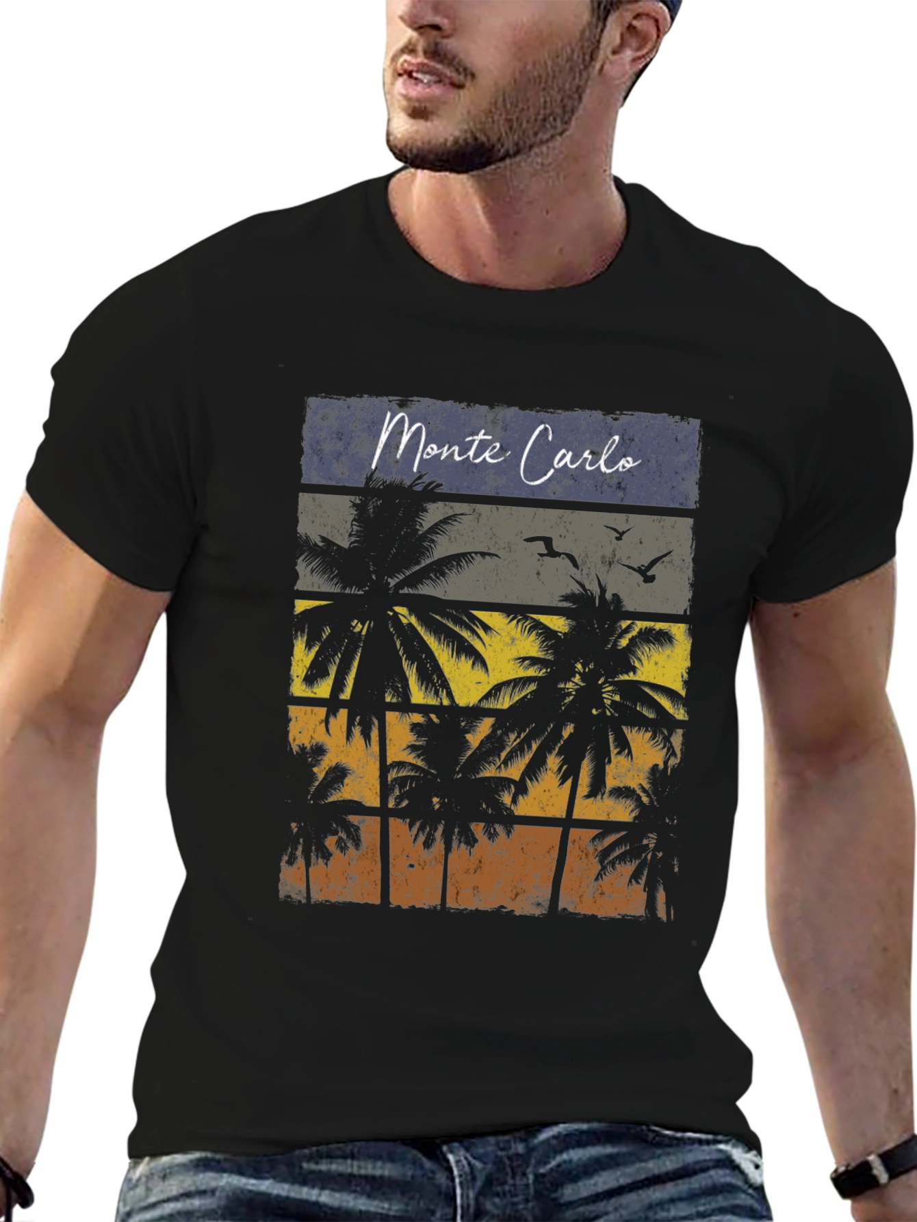 Black Monte Carlo Palms Graphic T-Shirt view 6