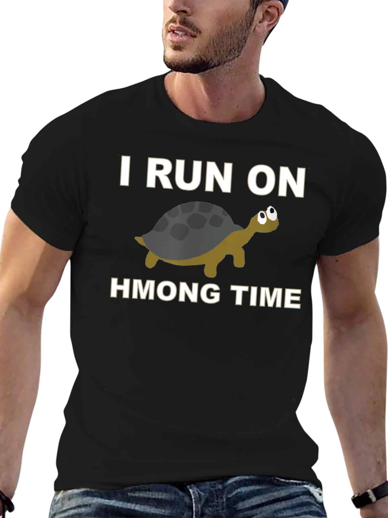 Black I Run On Turtle Hmong Time T-Shirt Funny Hmong Pride view 6