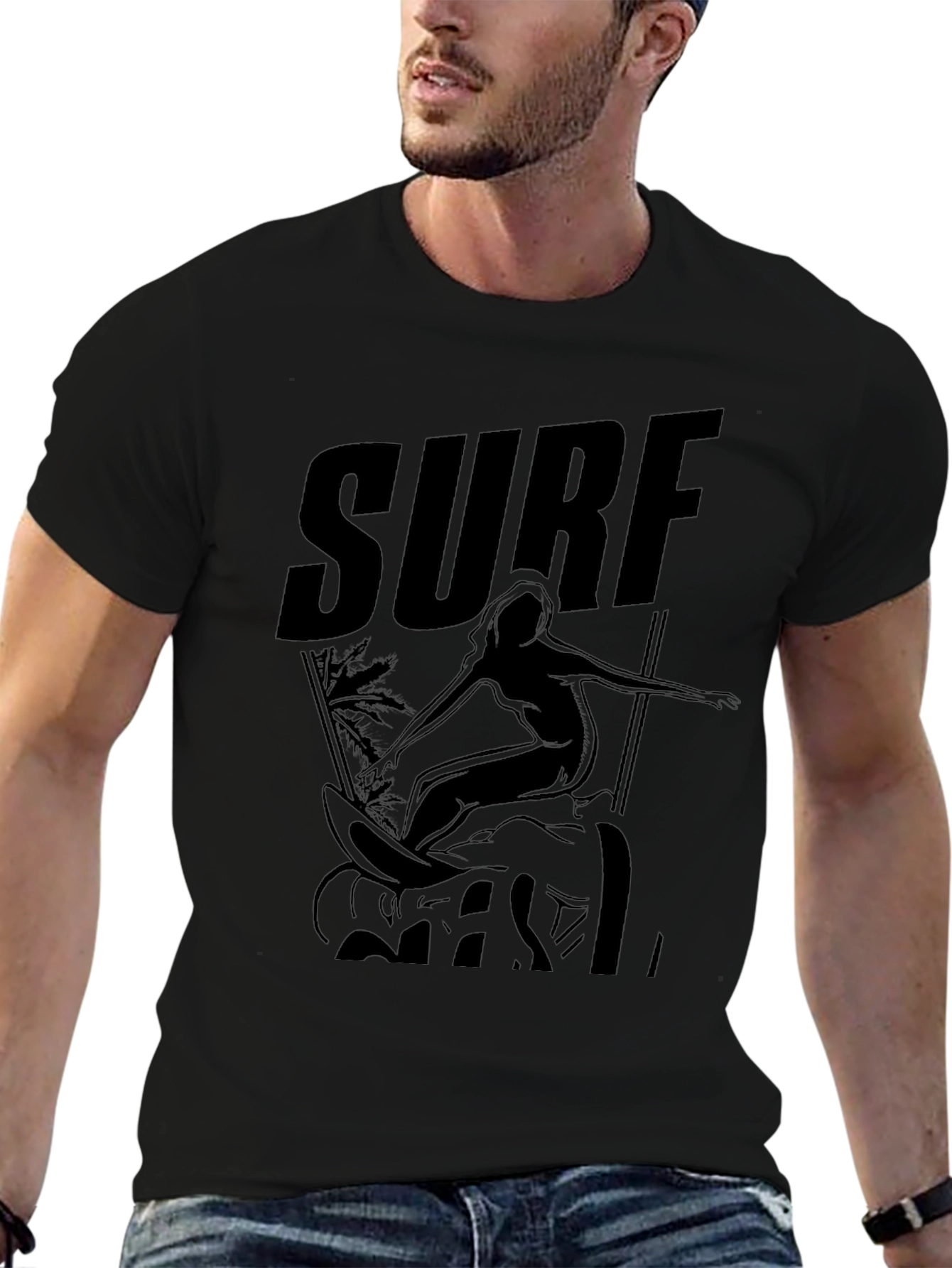Black Surf Girl Black Graphic Tee view 6