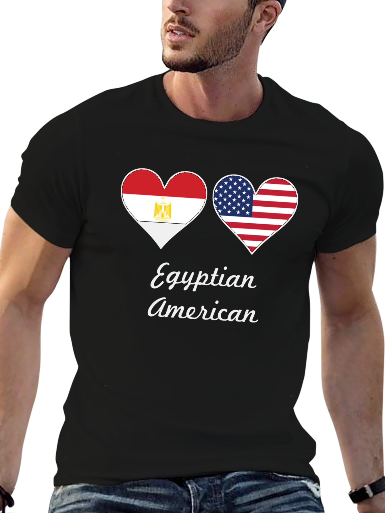 Egyptian American Flag Heart T-Shirt - 6