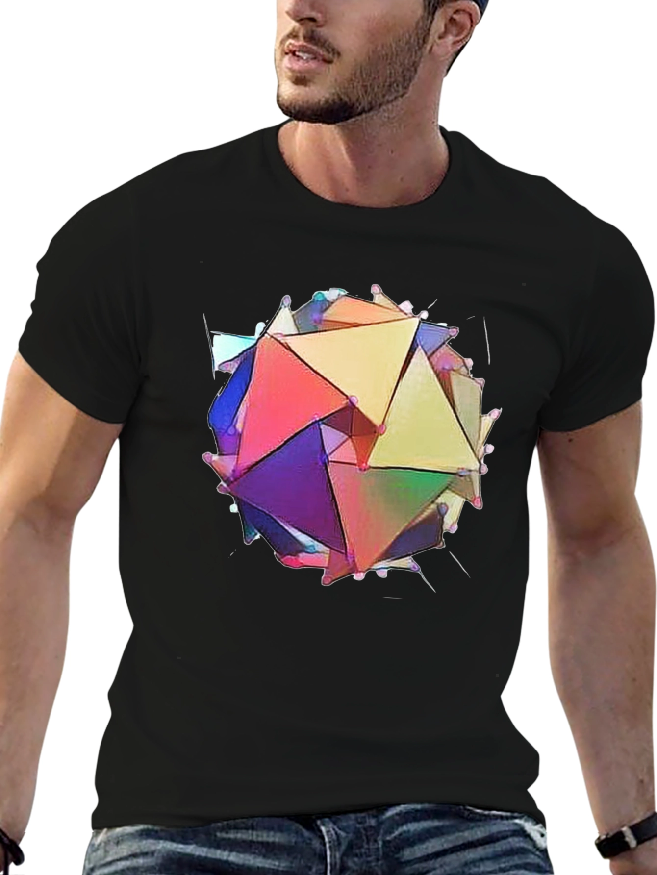 Black Abstract Geometric Prism Tee view 6