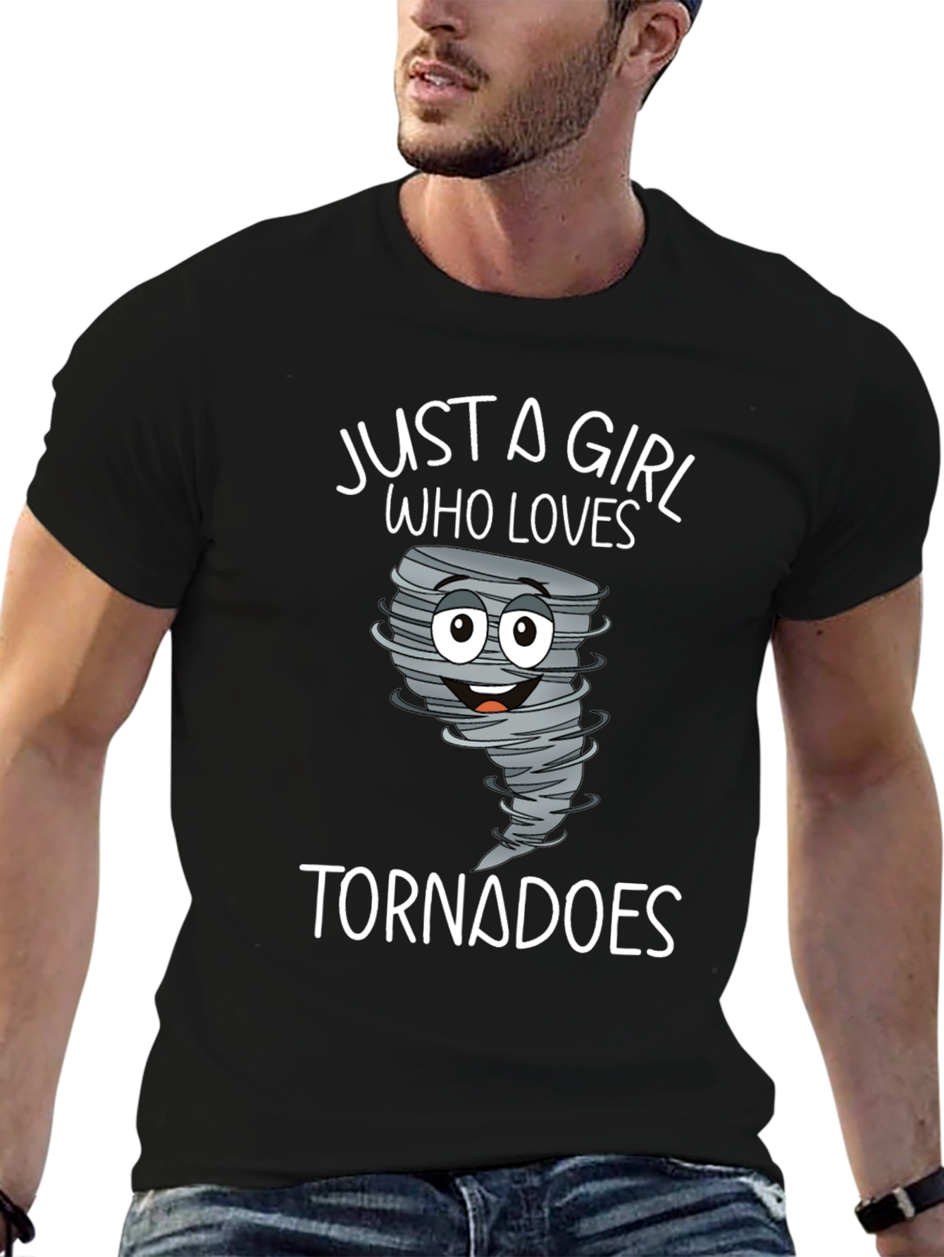 Black Just a Girl Who Loves Tornadoes T-Shirt view 6