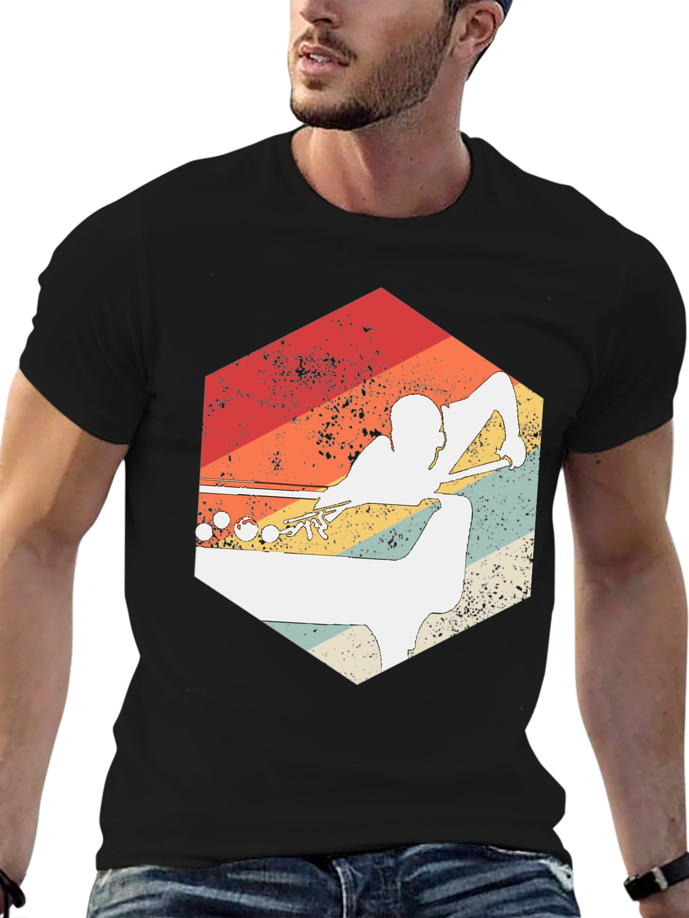 Retro Billiards Player Graphic Tee - 6