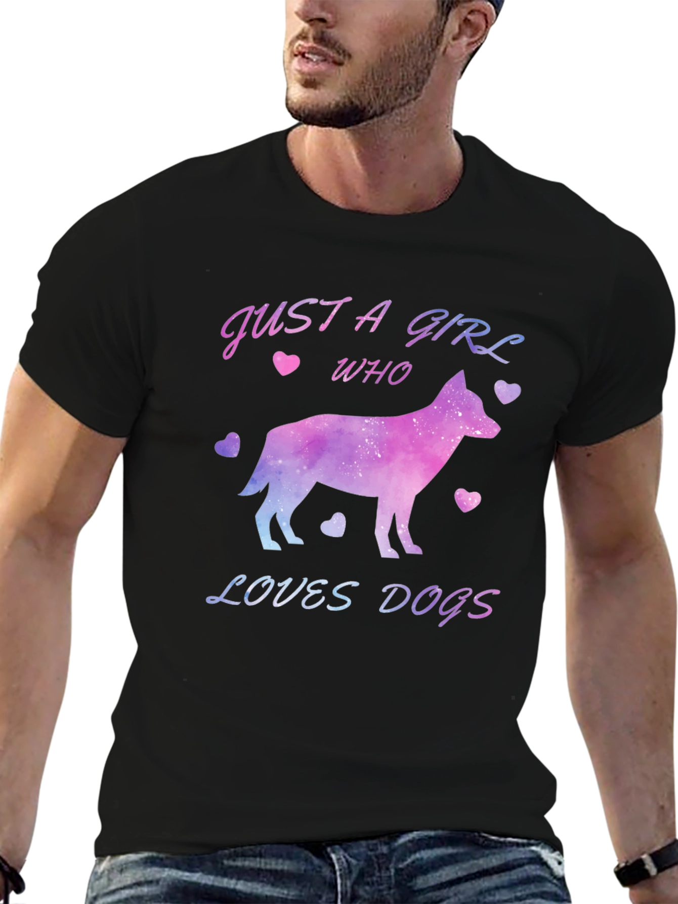 Black Just a Girl Who Loves Dogs T-Shirt view 6
