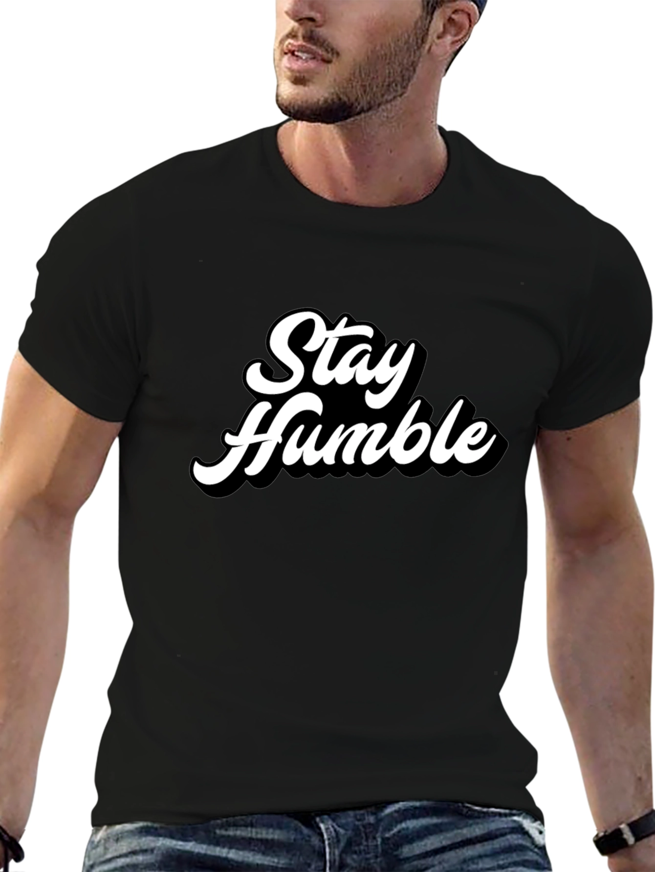 Black Stay Humble Graphic Tee - Men's Black T-Shirt view 6