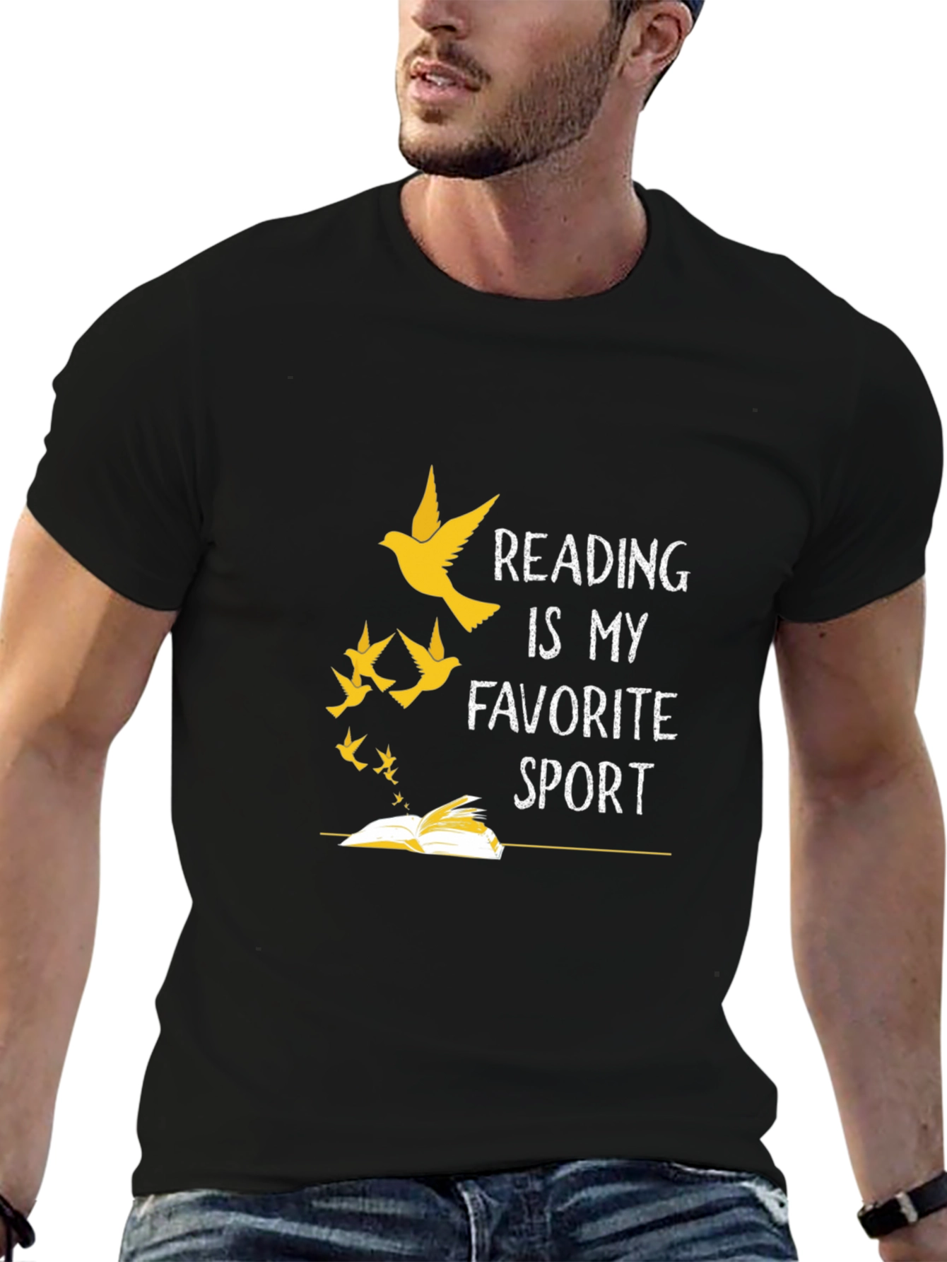 Black Reading Is My Favorite Sport T-Shirt view 6