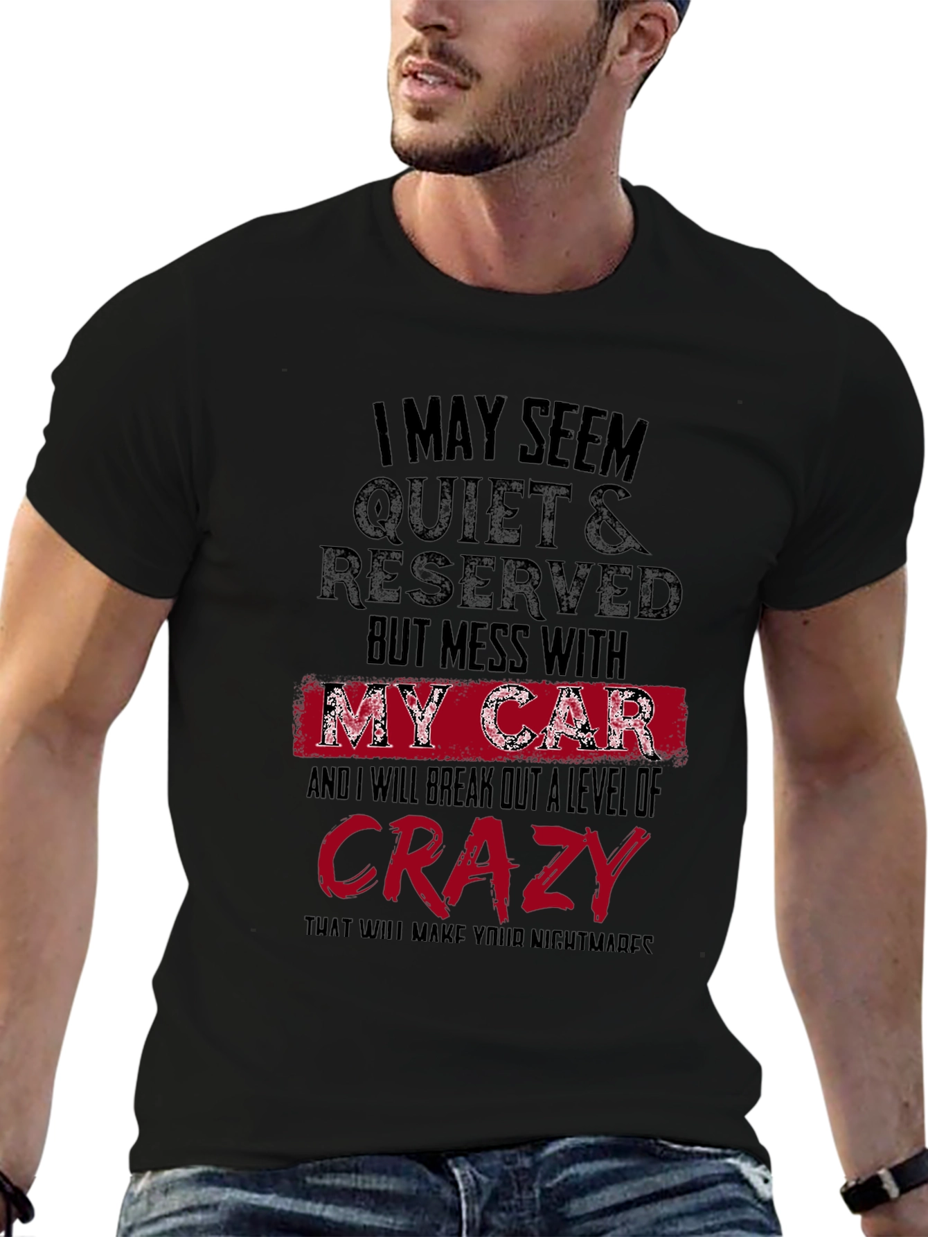 Black Quiet & Reserved Car Lover's T-Shirt view 6