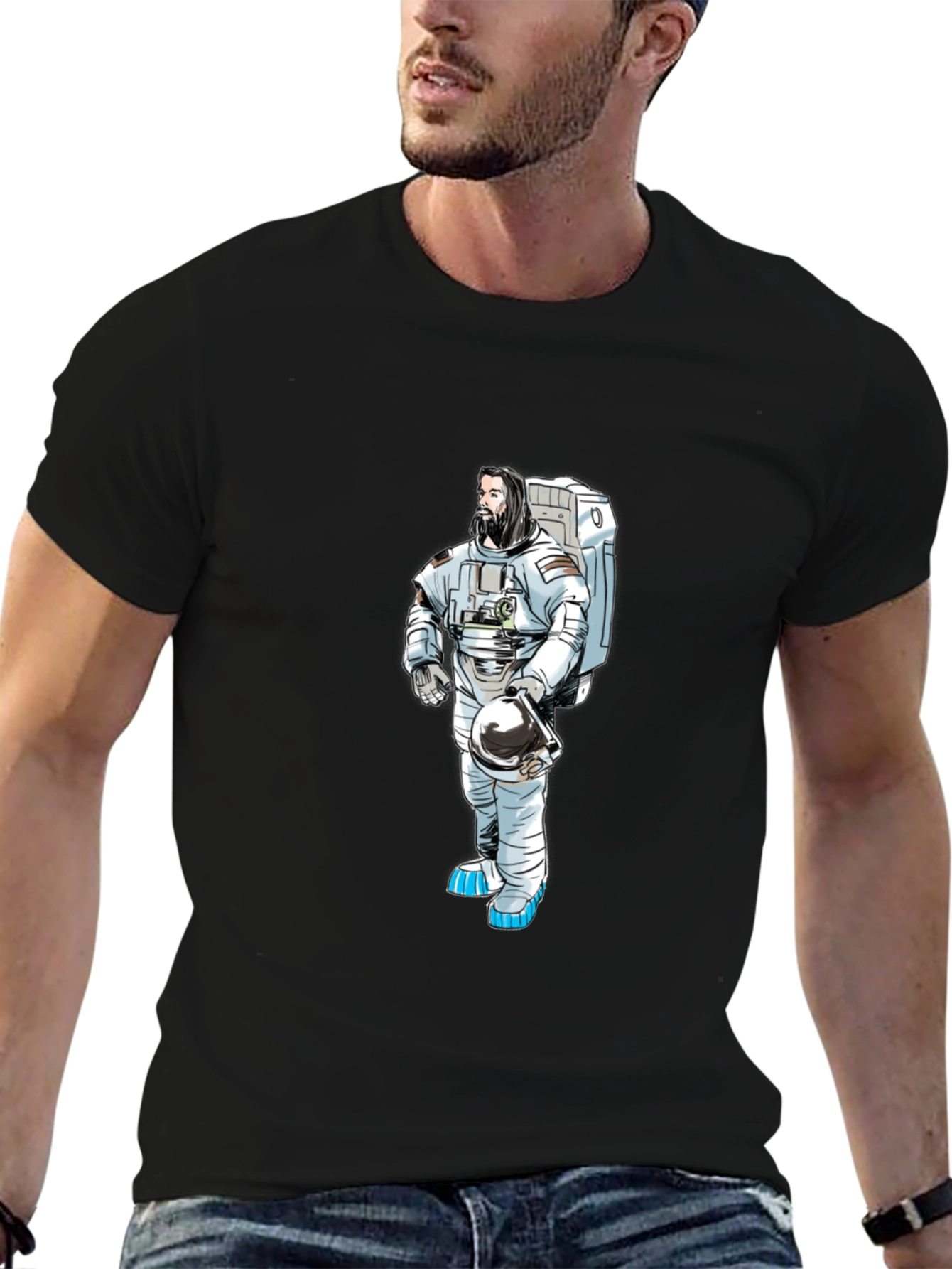 Black Astronaut Graphic Black T-Shirt view 6
