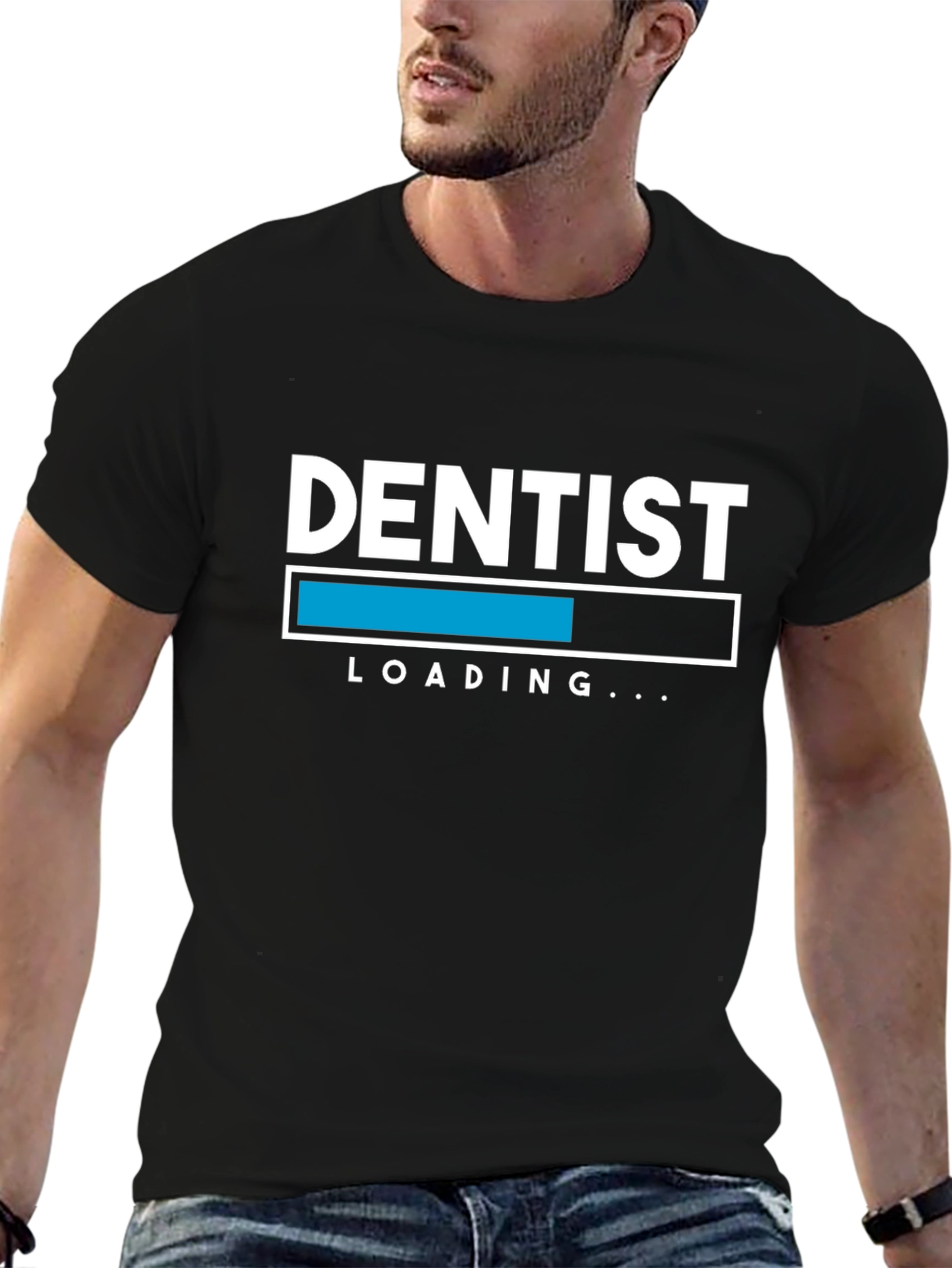 Black Dentist Loading T-Shirt - Funny Dental Student Tee view 6