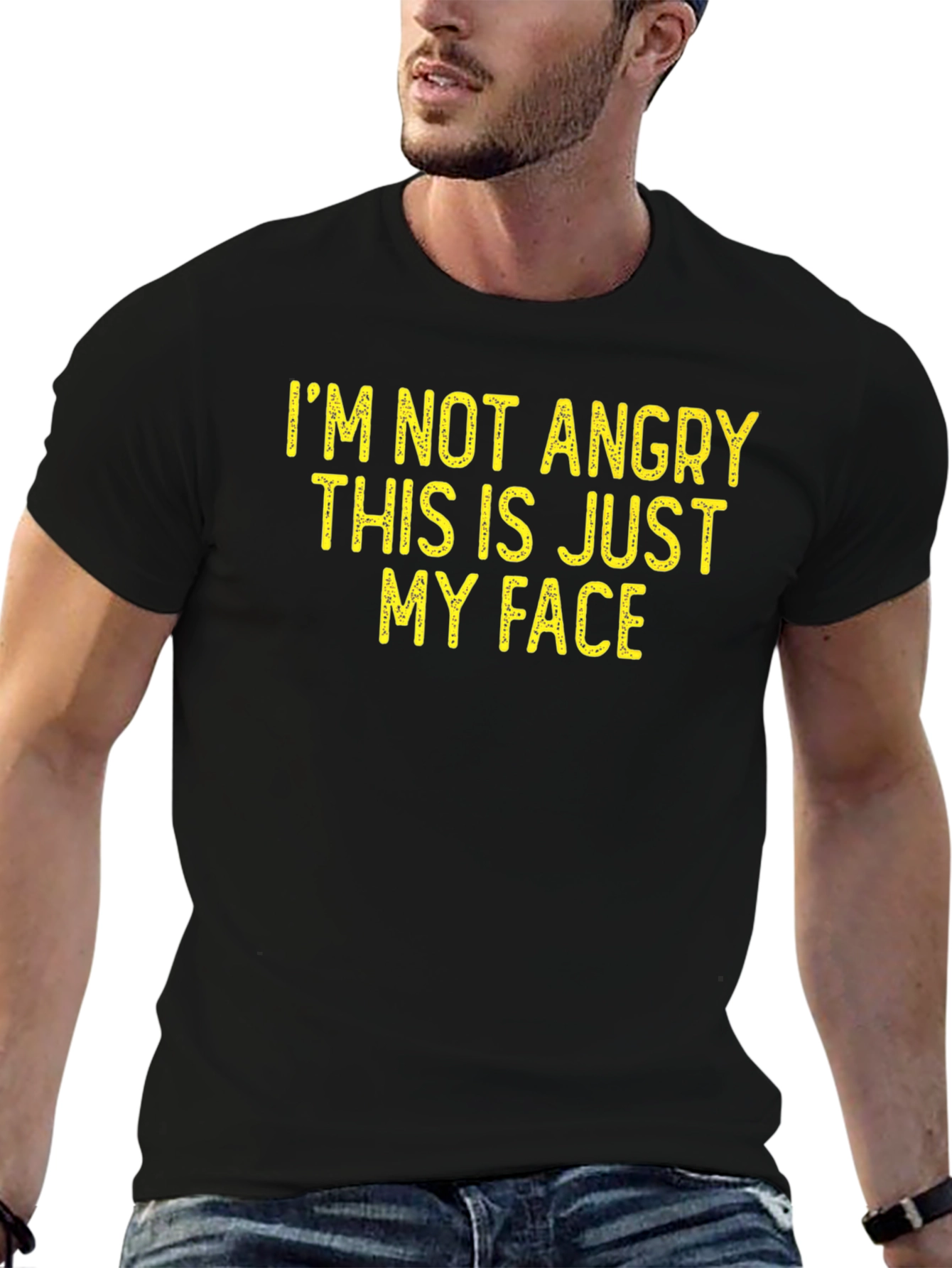 Black Funny Slogan Tee - I'm Not Angry, This is Just My Face! view 6