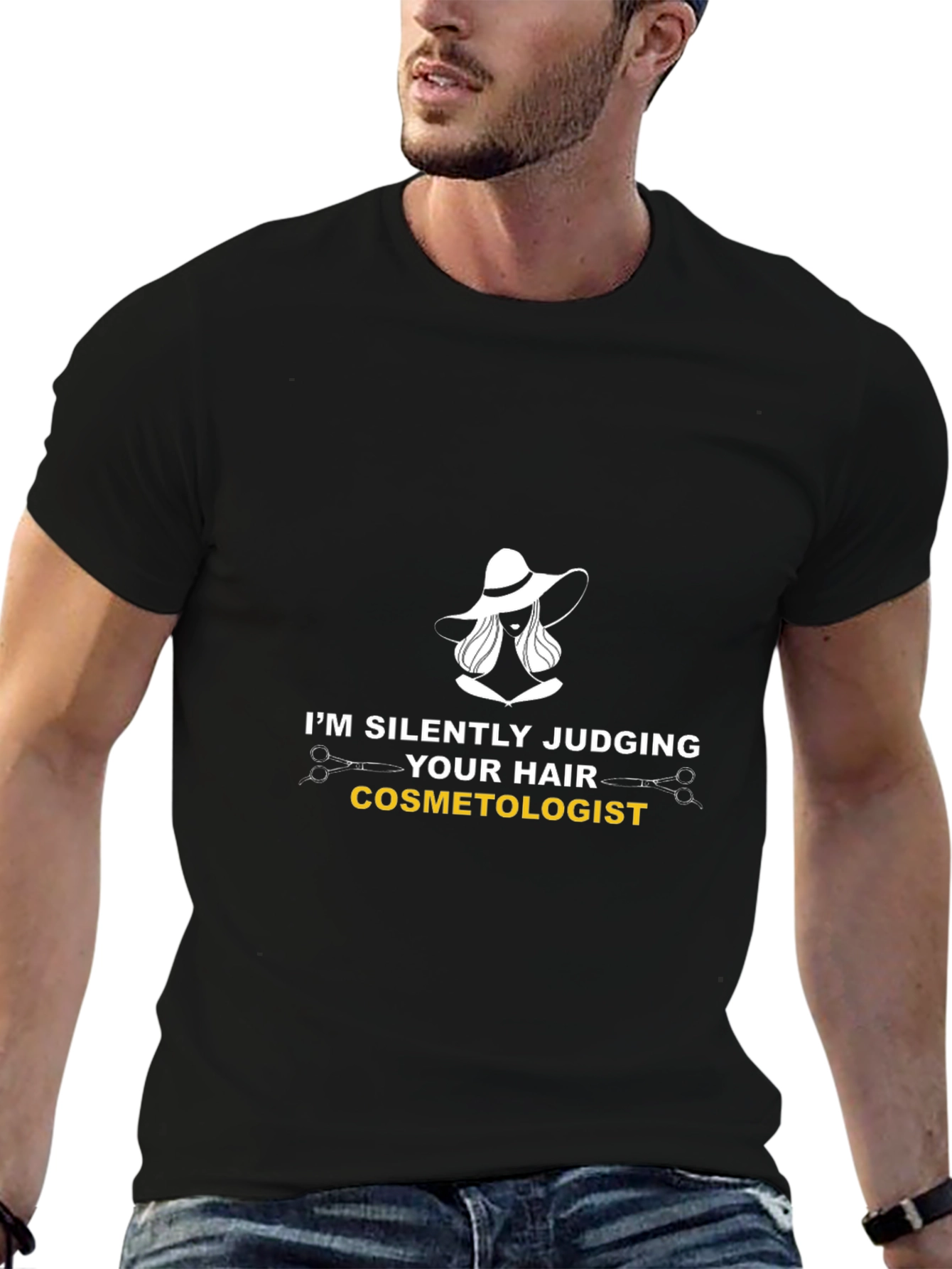 Black I'm Silently Judging Your Hair Cosmetologist T-Shirt view 6