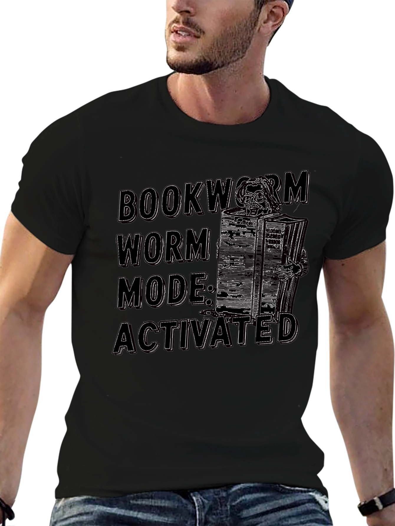 Black Bookworm Mode Activated Graphic Tee view 6