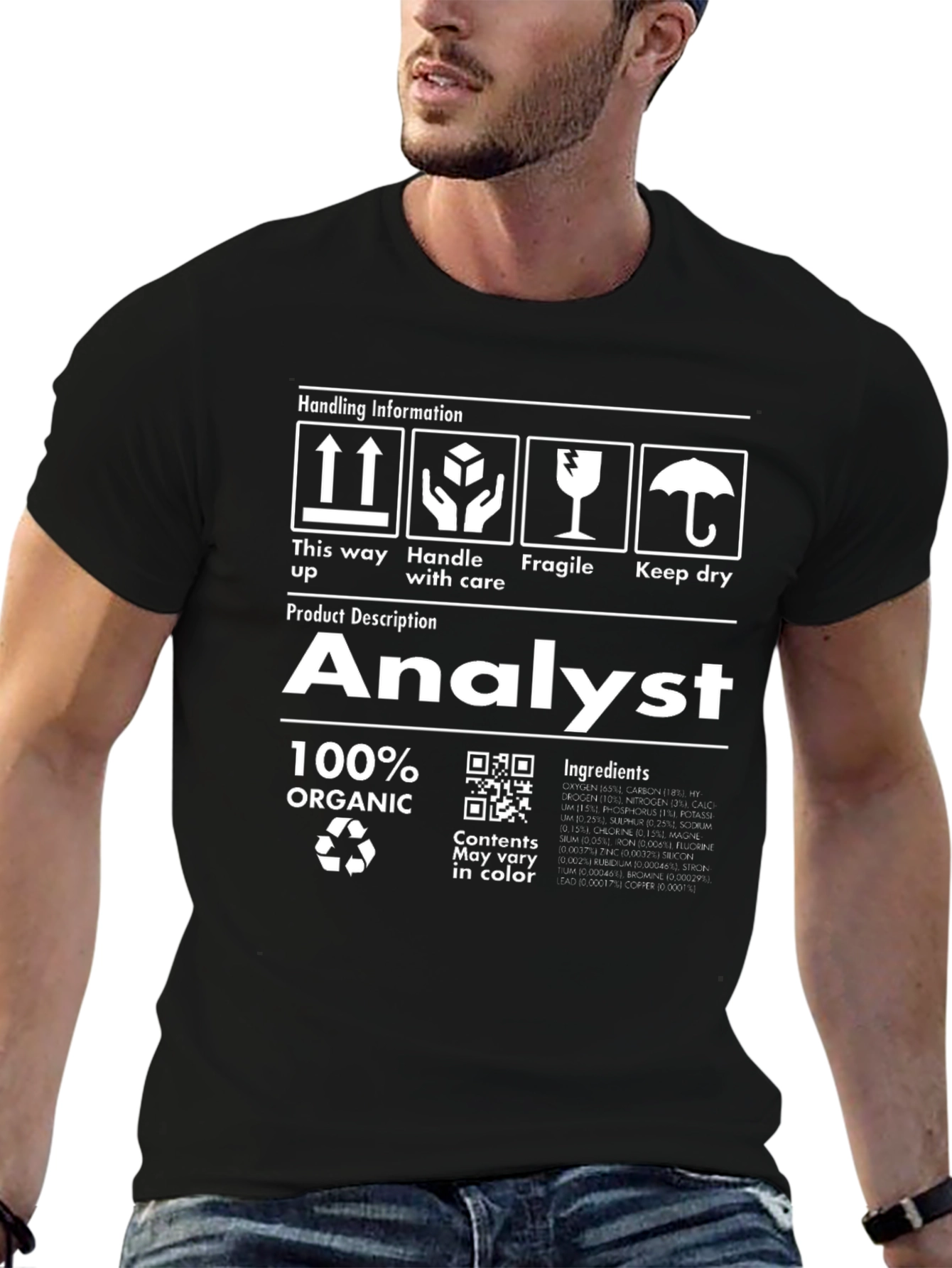 Black Analyst 100% Organic T-Shirt view 6