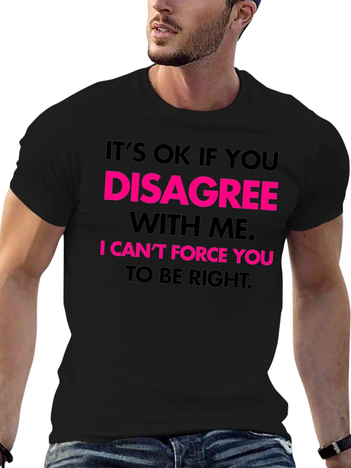 Black Humorous Graphic Tee - Disagree With Me view 6