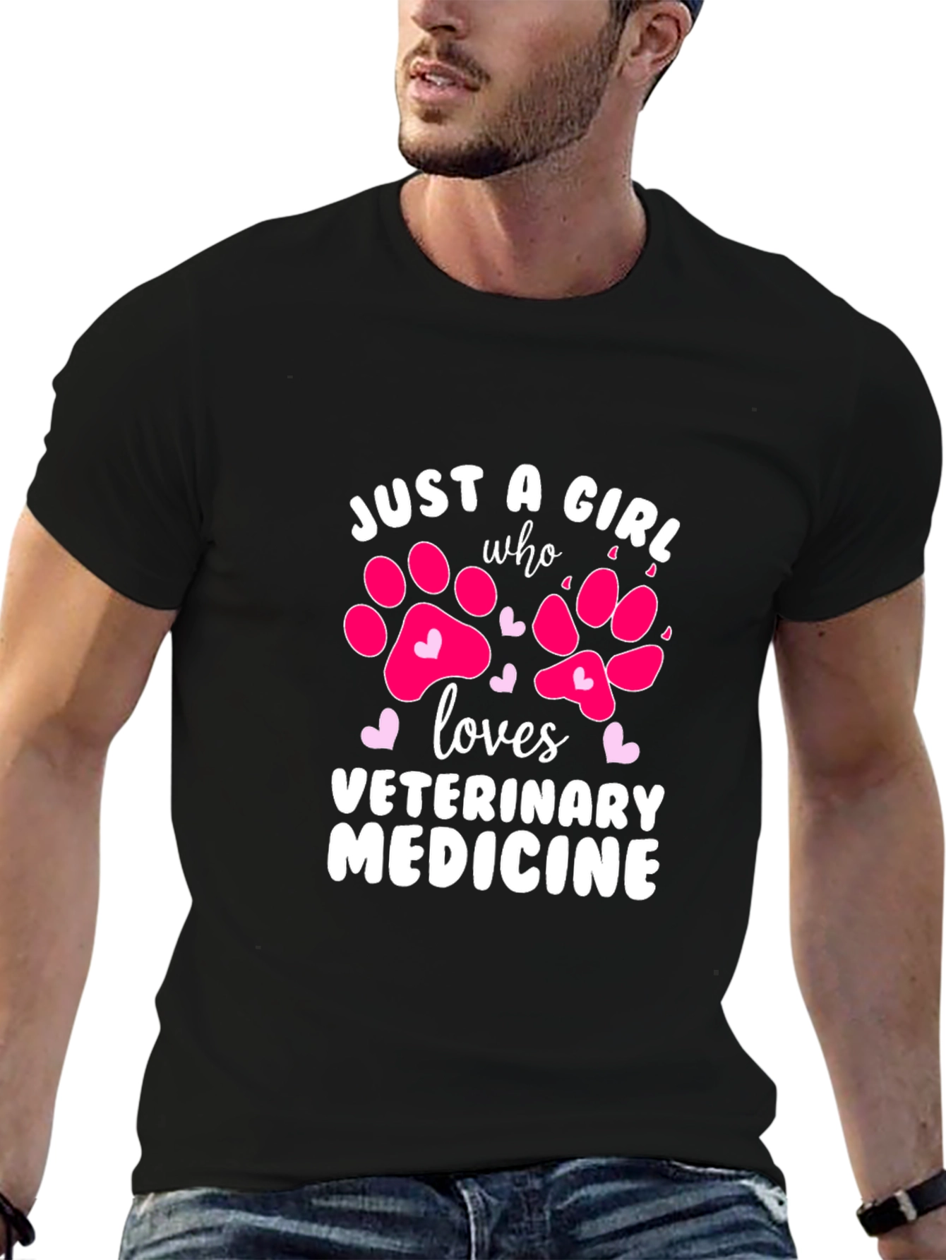 Black Just A Girl Who Loves Veterinary Medicine T-Shirt view 6