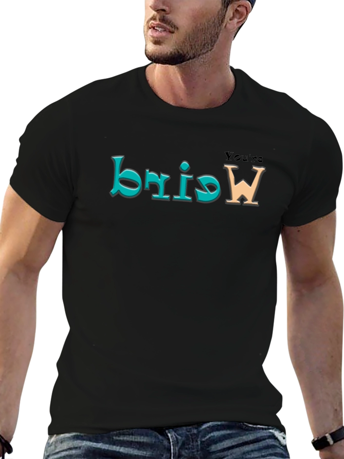 Black You're Weird Men's Black Tee view 6