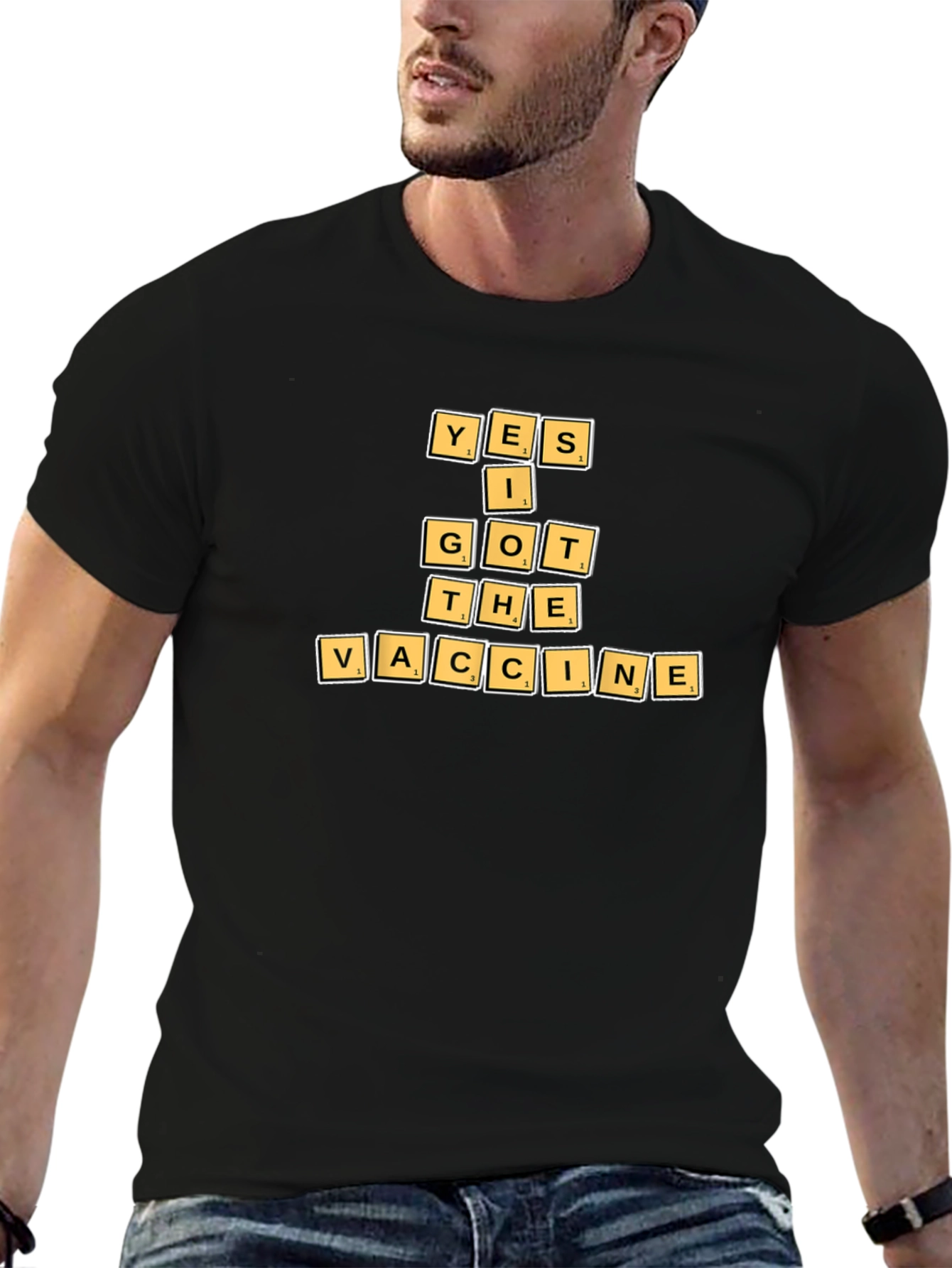 Black Yes I Got The Vaccine T-Shirt view 6