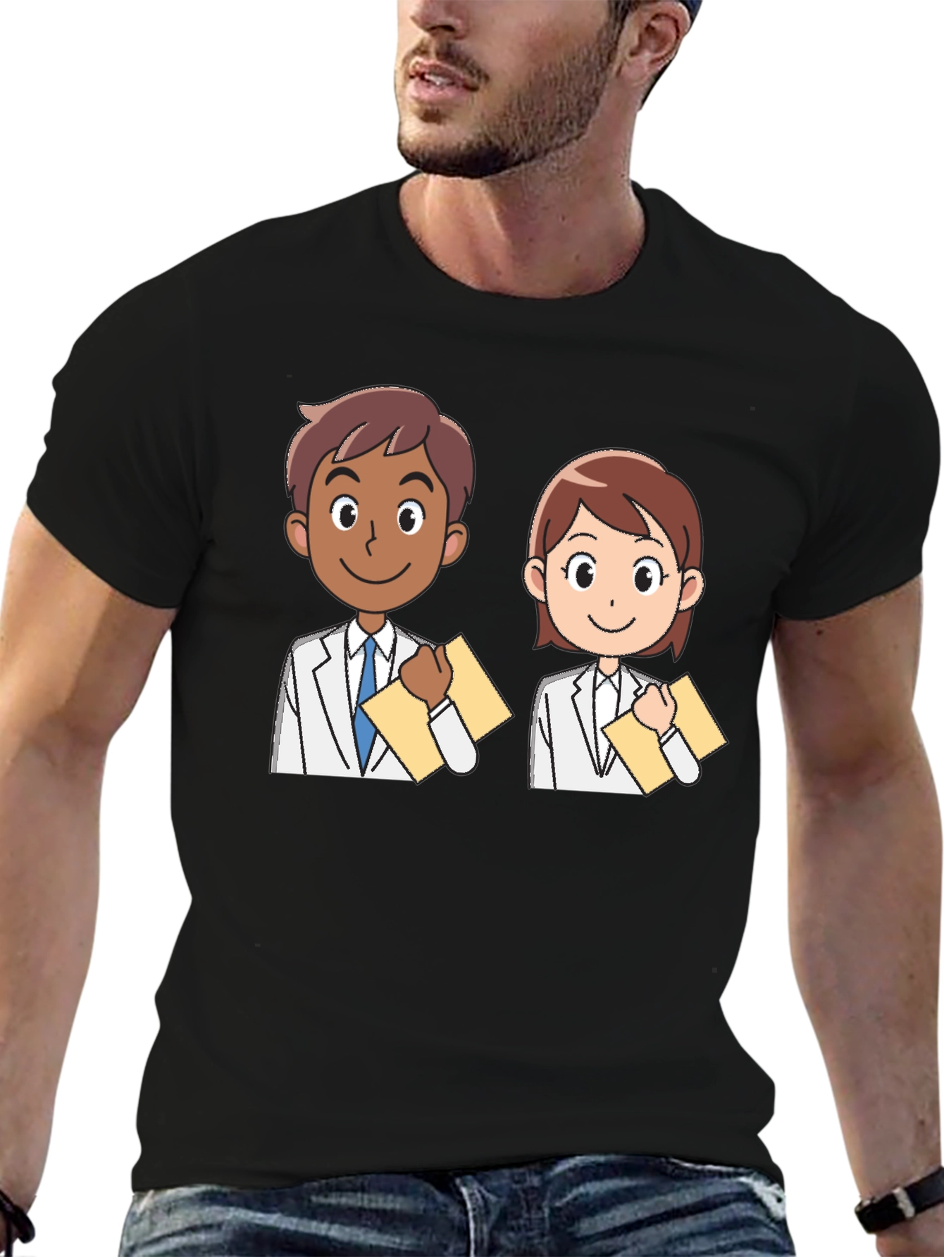 Black Cartoon Doctor T-Shirt view 6