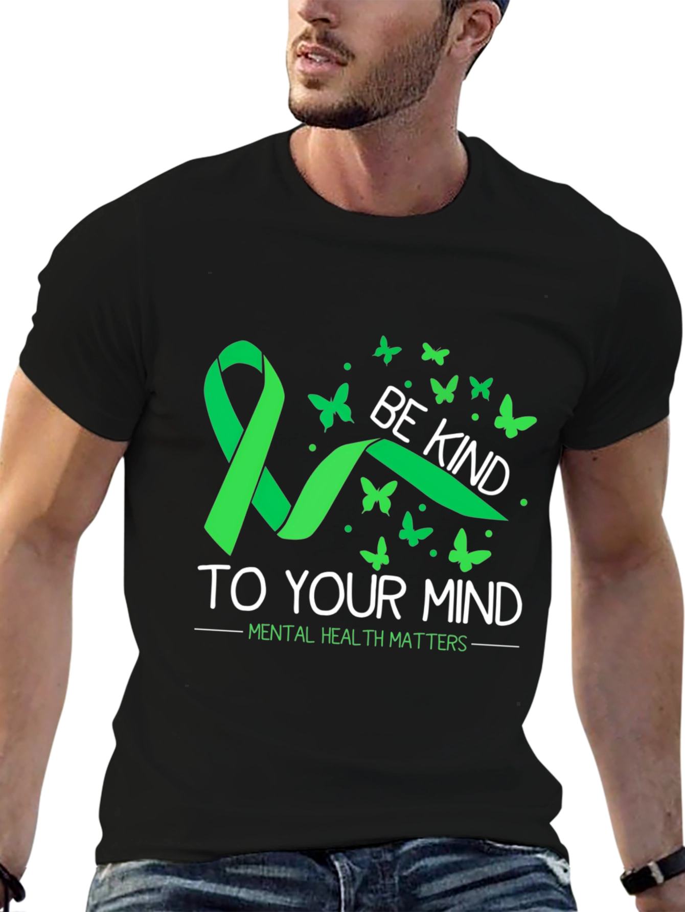 Black Be Kind to Your Mind Mental Health Matters T-Shirt view 6
