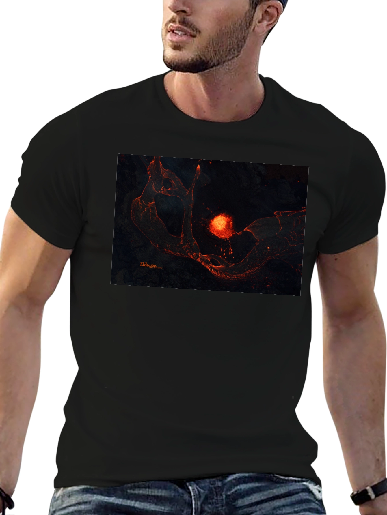 Black Lava Landscape Graphic Black T-Shirt view 6