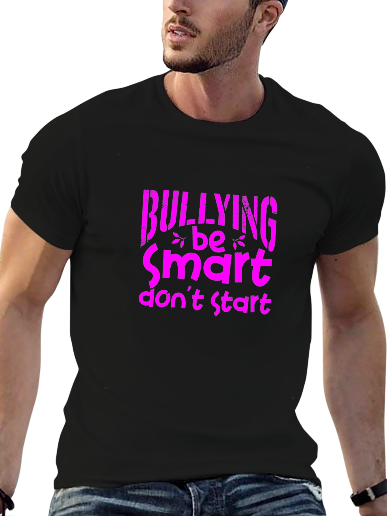 Black Be Smart Don't Start Graphic Tee - Black view 6