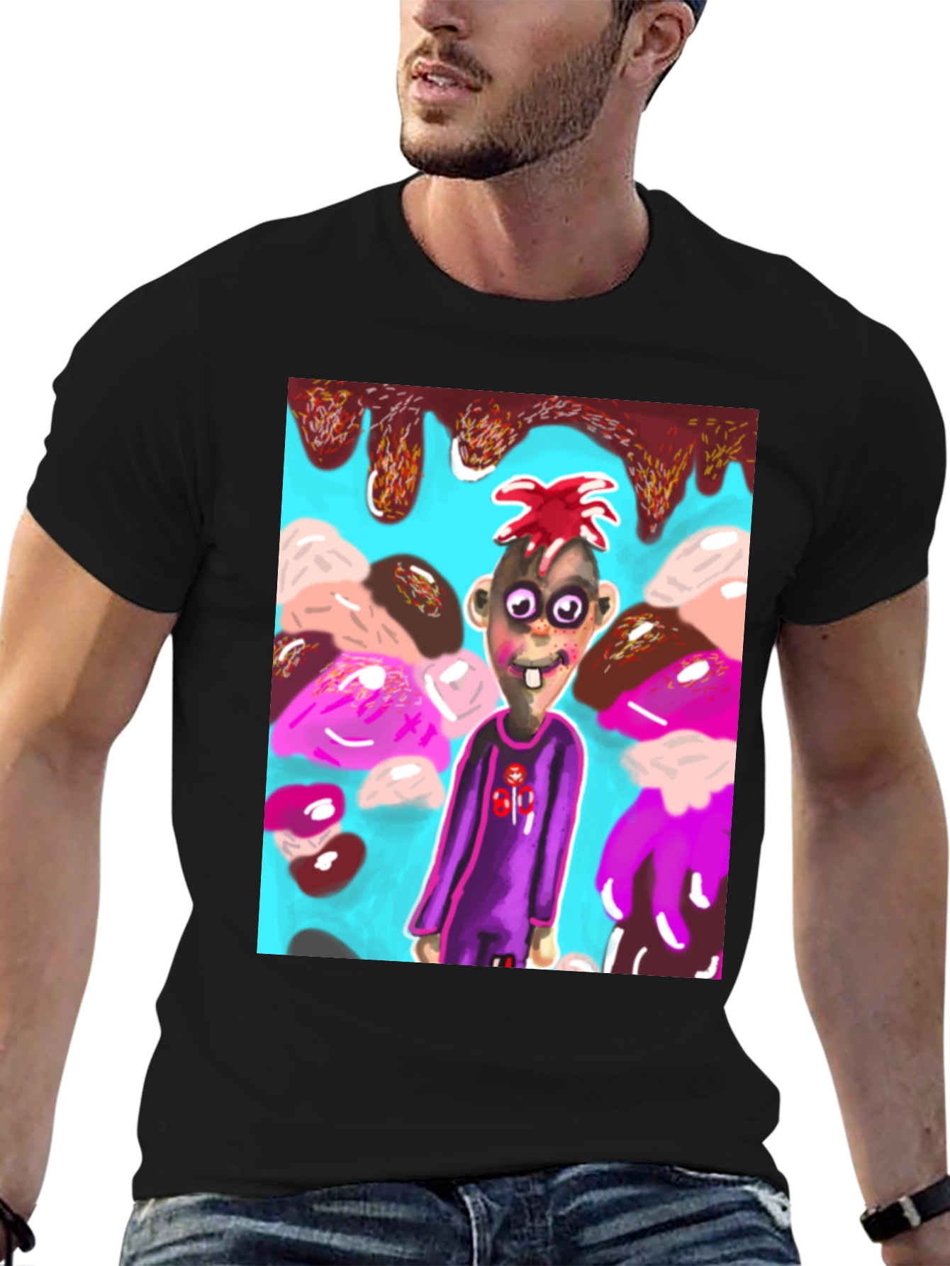 Black Cartoon Character Graphic Tee view 6