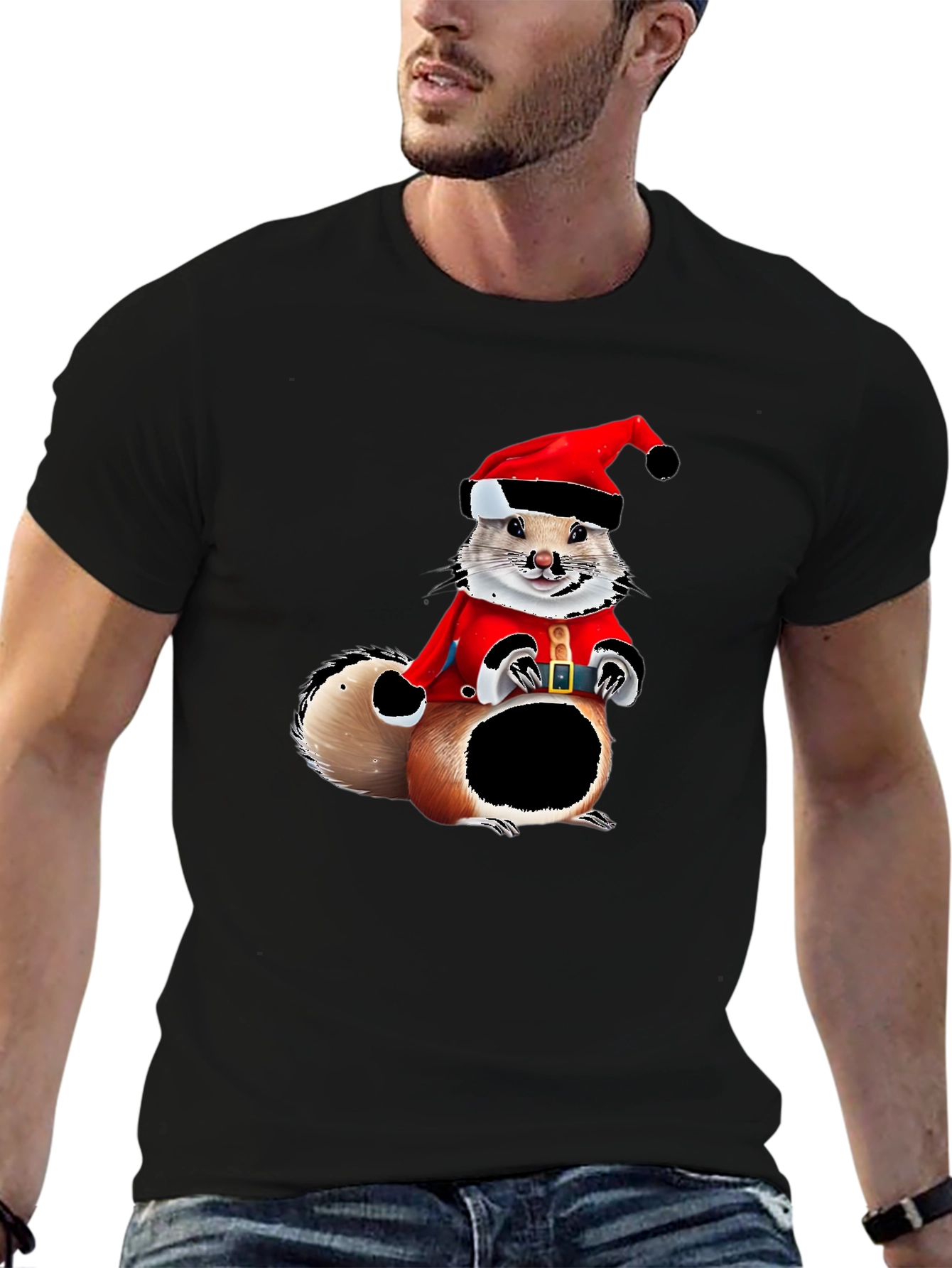 Black Festive Squirrel Graphic Tee view 6