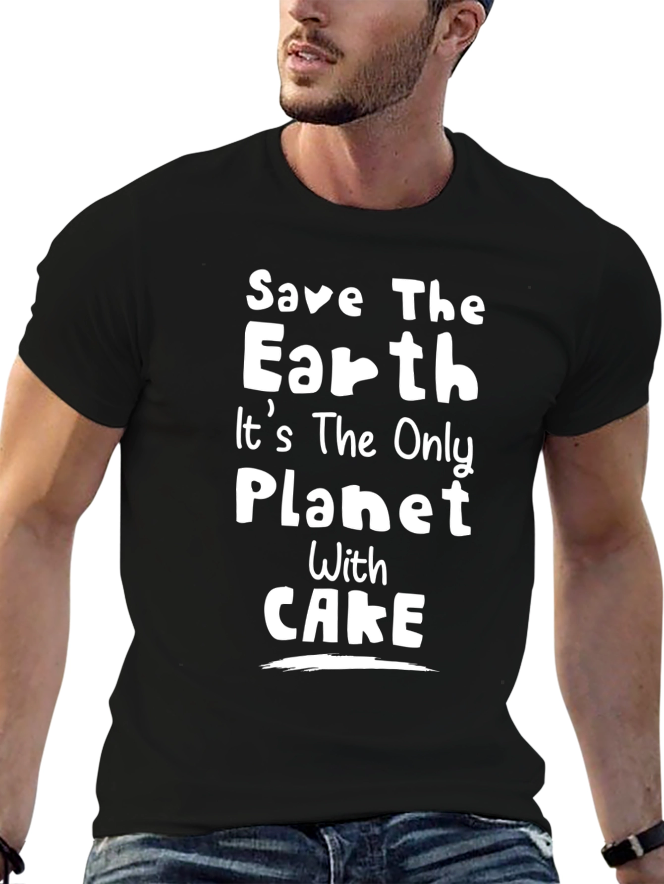 Black Save the Earth Cake Planet Graphic Tee view 6