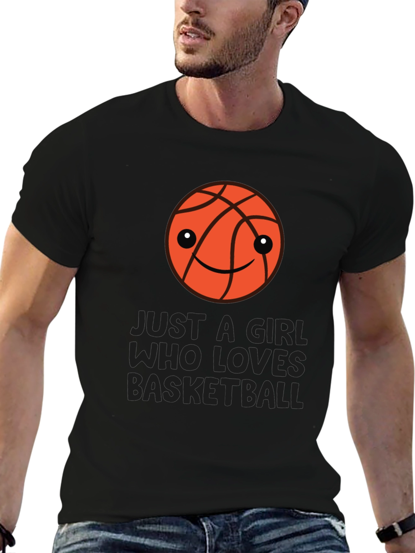Black Just a Girl Who Loves Basketball T-Shirt view 6