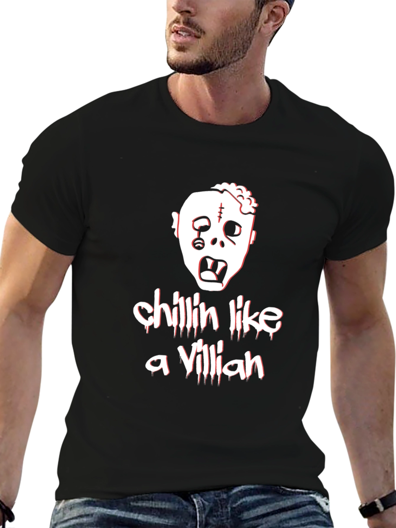 Black Zombie Chillin' Like a Villain T-Shirt view 6