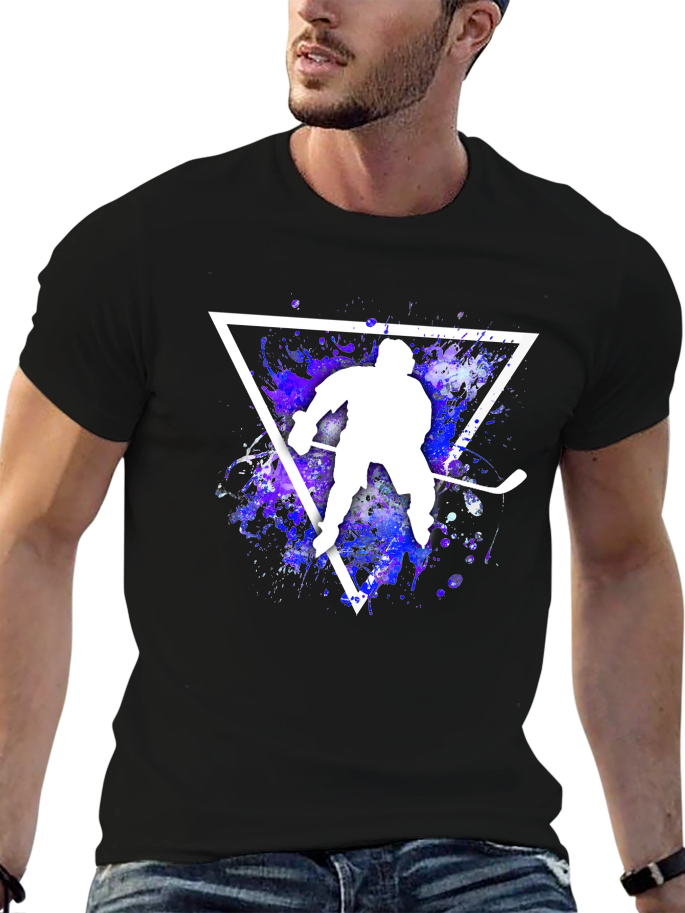 Black Hockey Player Graphic T-Shirt view 6