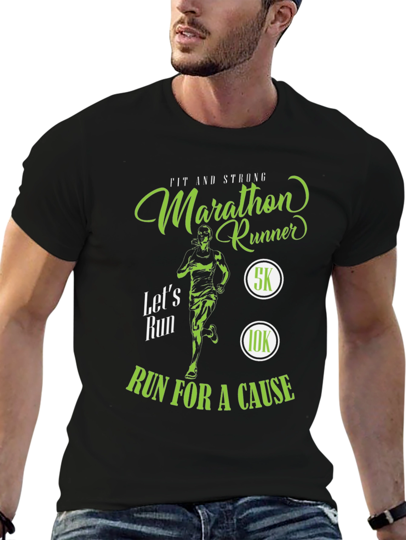 Black Marathon Runner T-Shirt - Run For A Cause! view 6