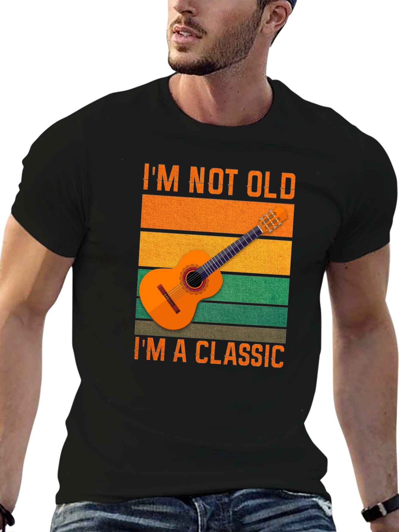 Black I'm Not Old I'm A Classic Guitar T-Shirt view 6