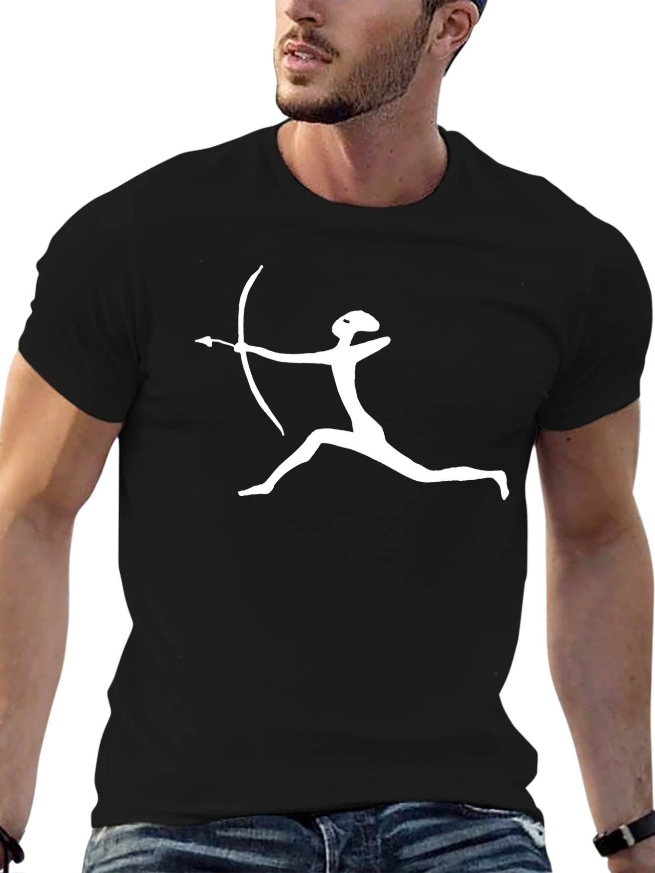 Black Archer Graphic Tee - Black Cotton T-Shirt view 6