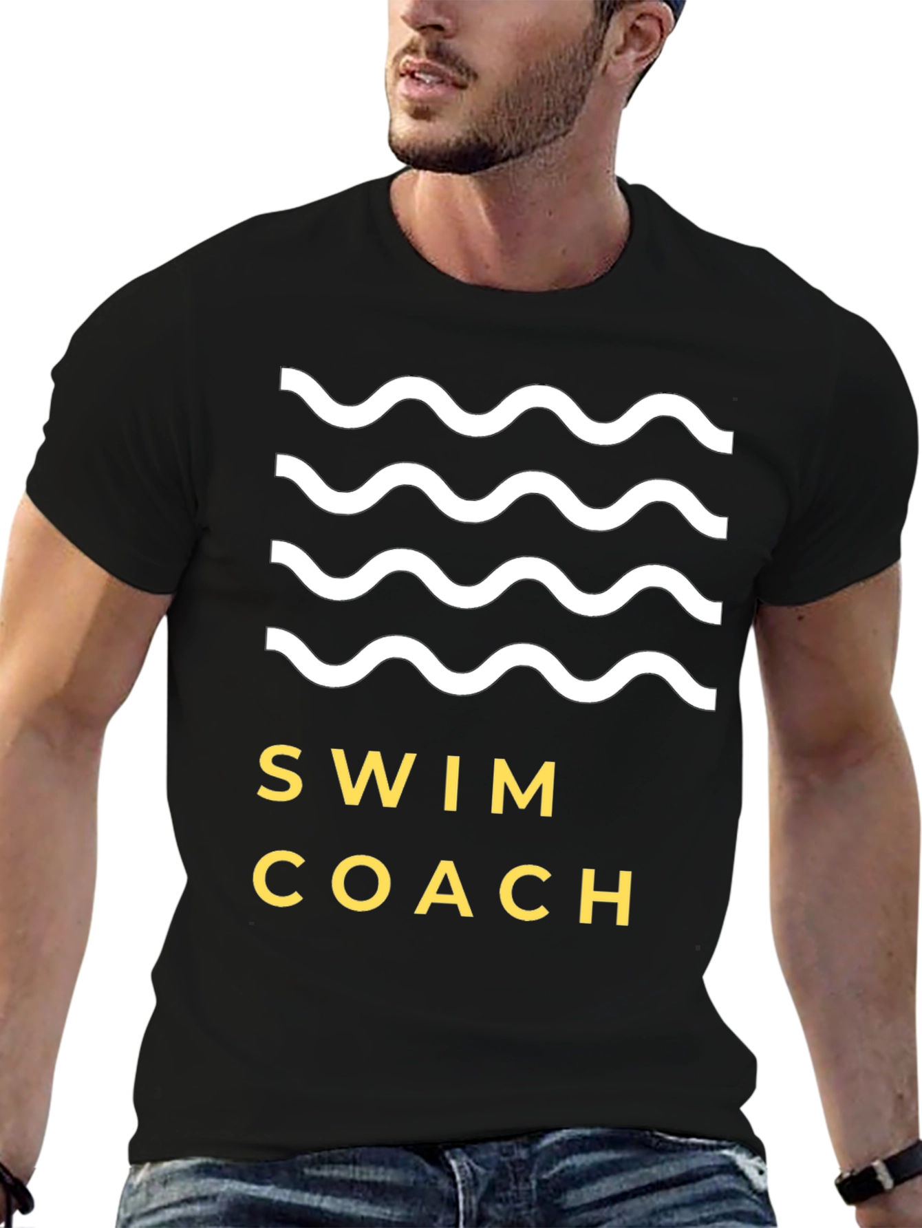 Swim Coach T-Shirt - Wavy Graphic Tee - 6