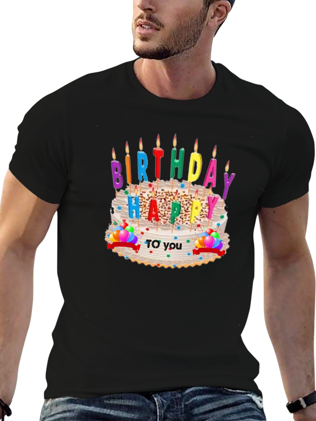 Black Birthday Cake Graphic T-Shirt view 6
