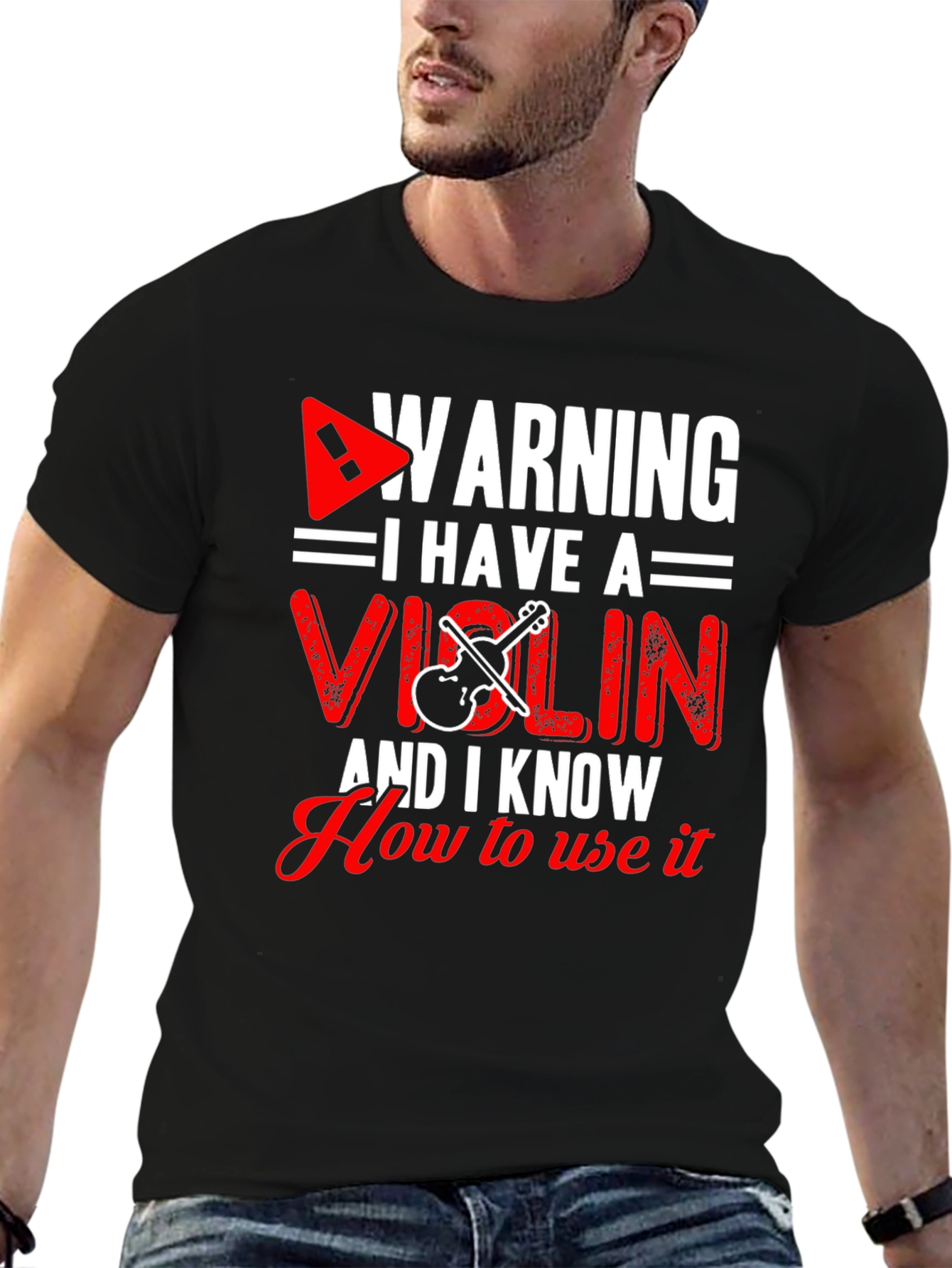Black Warning I Have A Violin Funny T-Shirt view 6