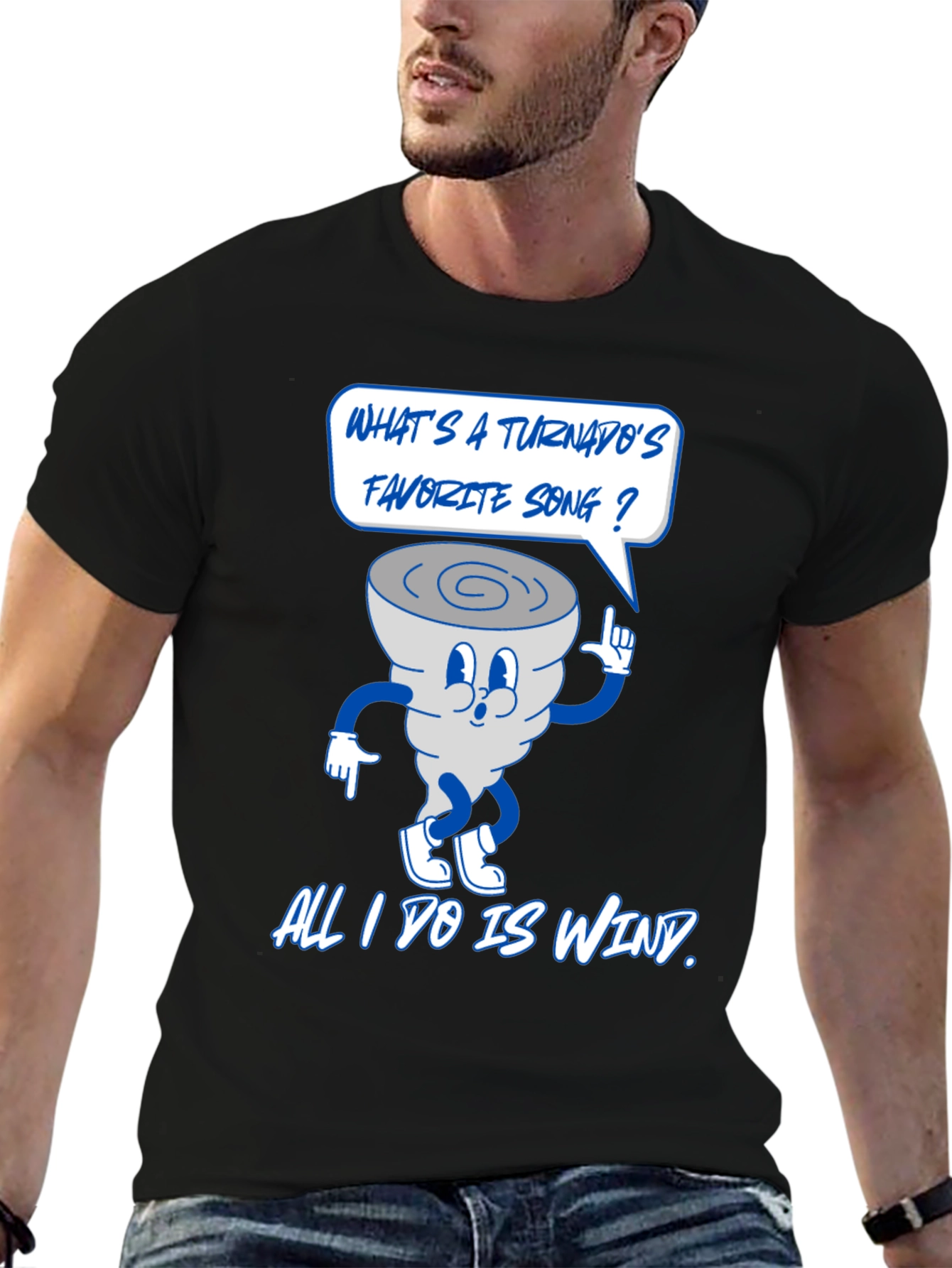 Black Funny Tornado Pun Graphic T-Shirt view 6