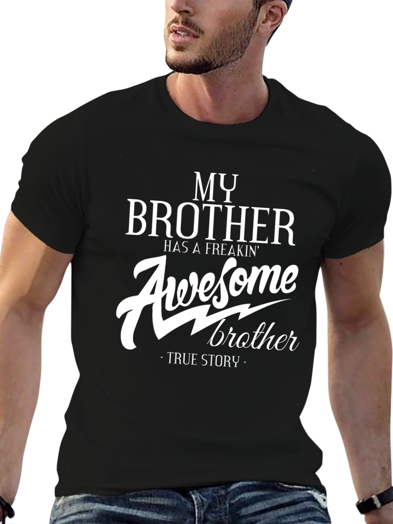 Black Awesome Brother T-Shirt - Funny Slogan Tee view 6