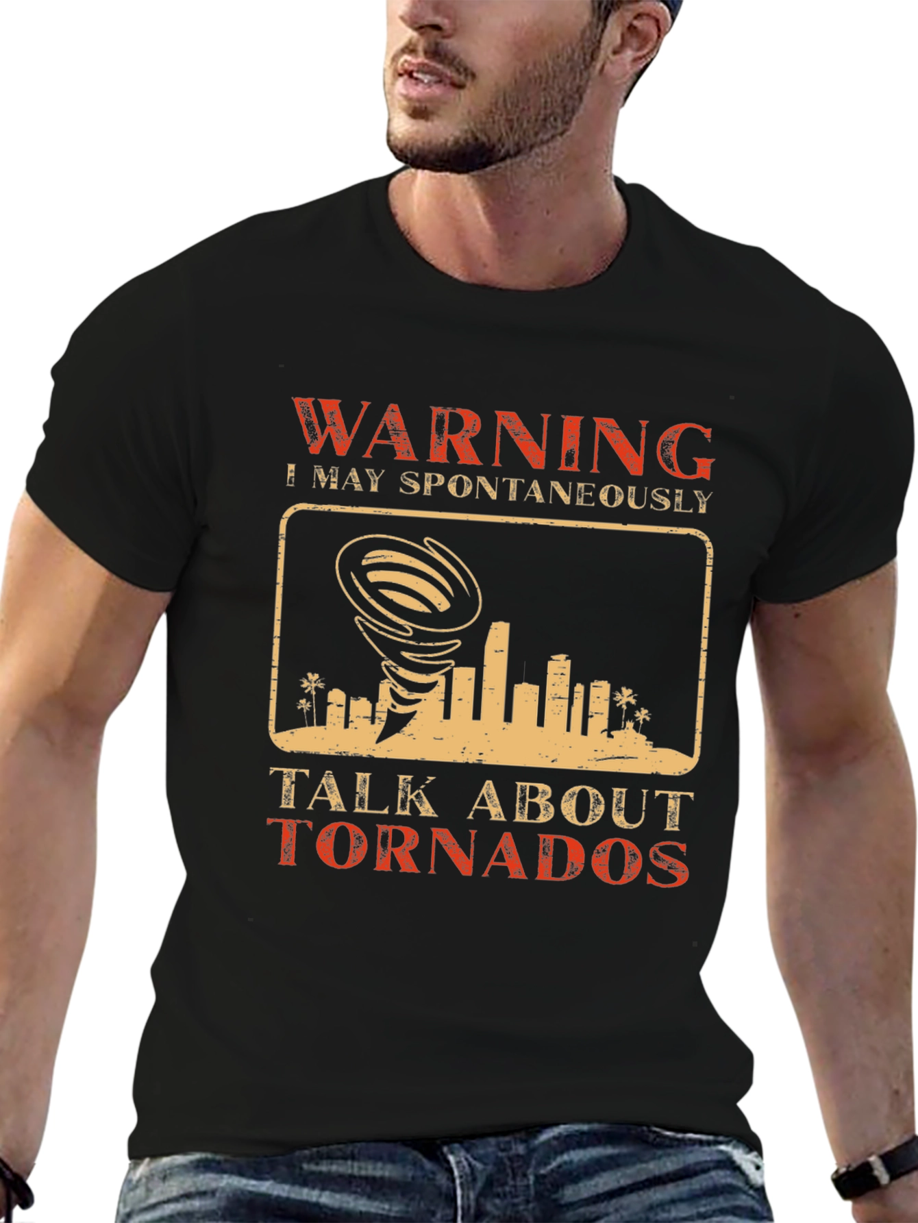 Black Warning May Spontaneously Talk About Tornados T-Shirt view 6
