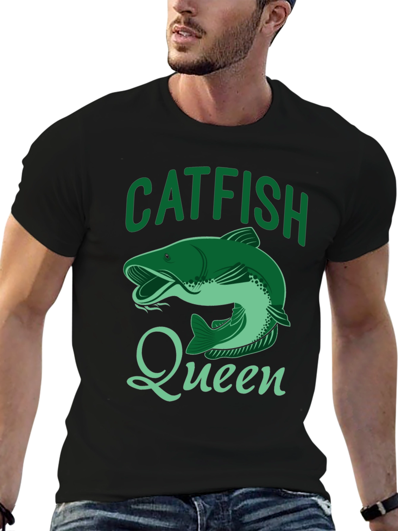 Black Catfish Queen Black T-Shirt - Fishing Apparel view 6