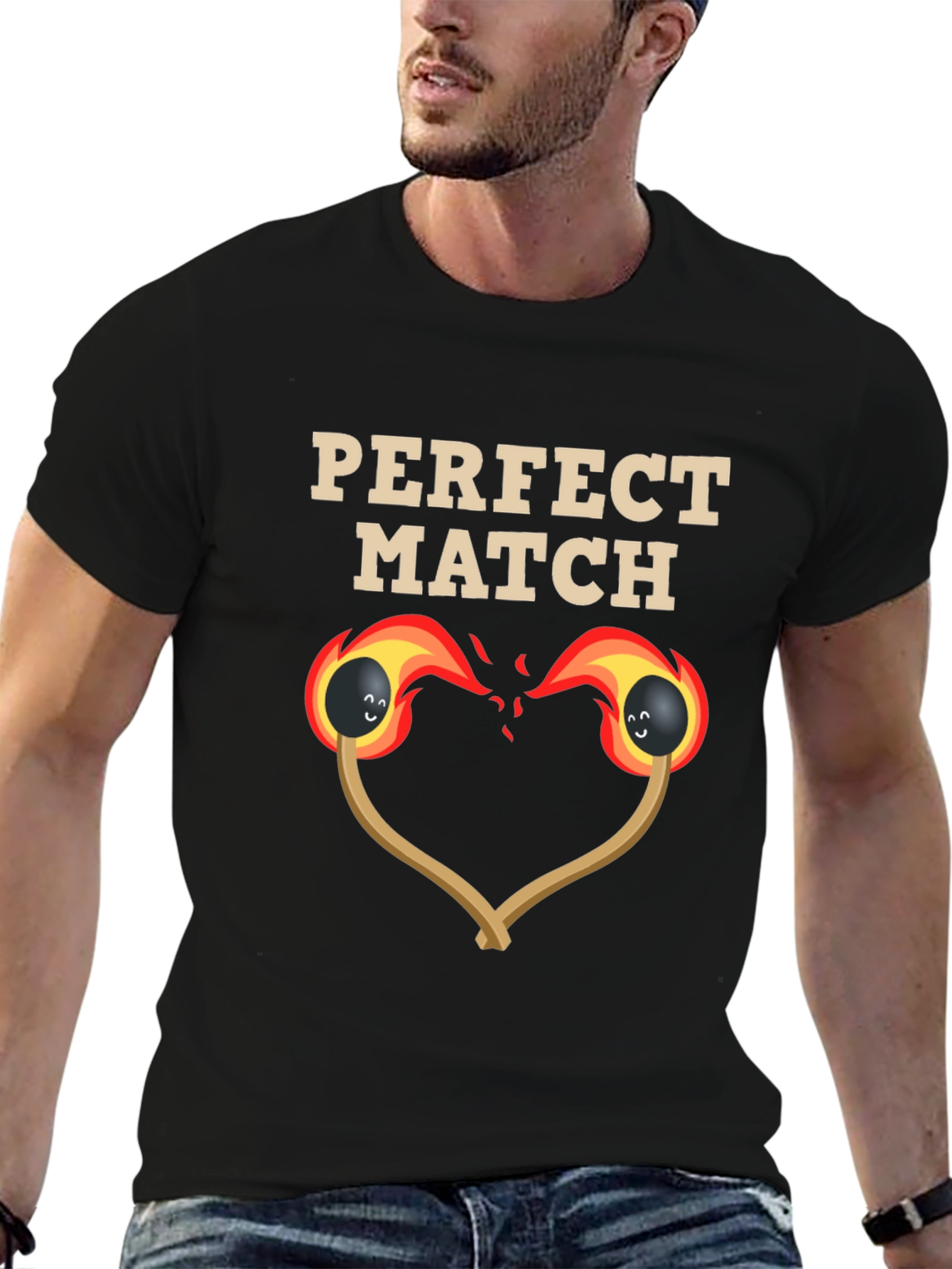 Black Perfect Match T-Shirt Funny Couples Tee view 6