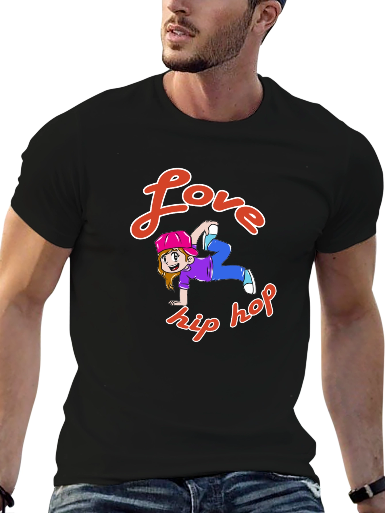 Black Love Hip Hop Graphic T-Shirt - Black Cotton Tee view 6