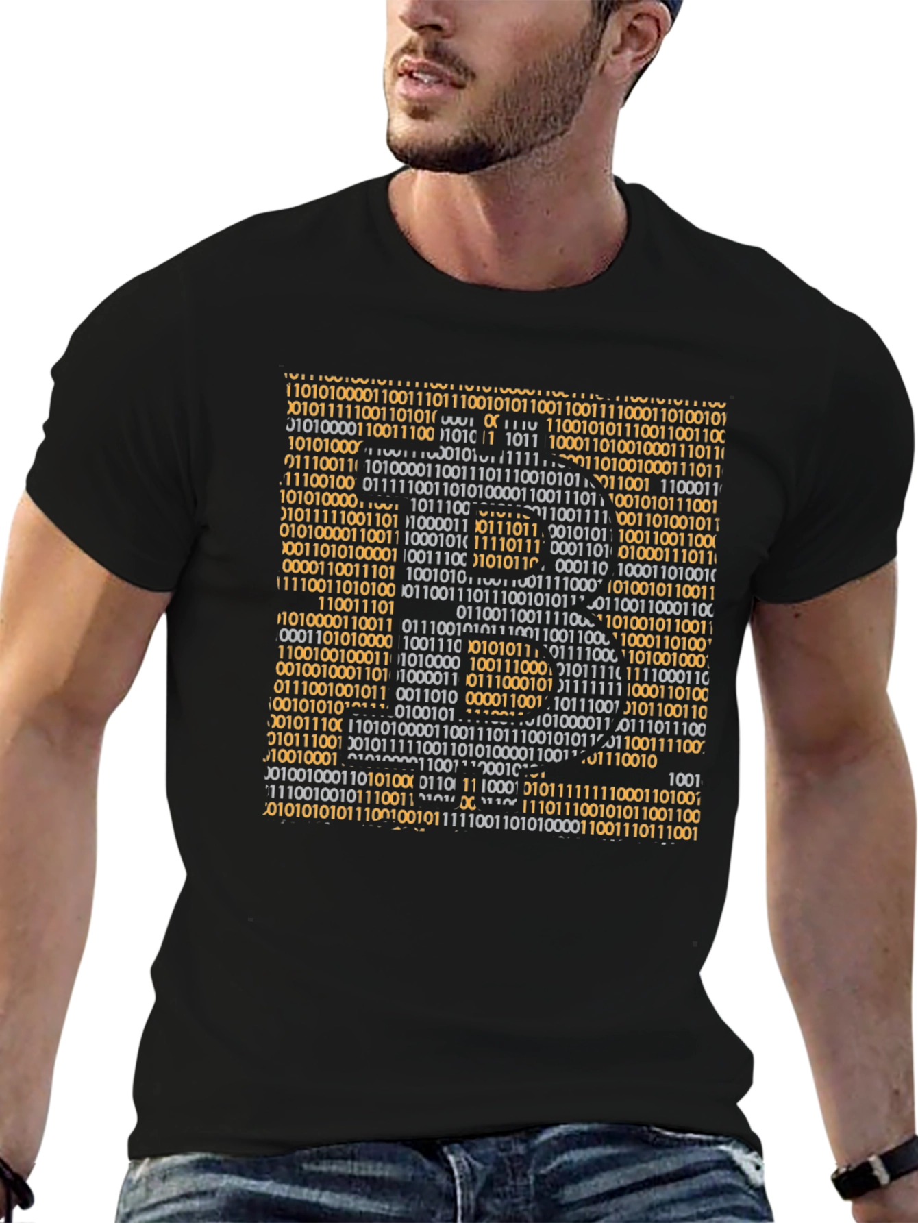 Black Binary Code Graphic T-Shirt - Geek Style view 6