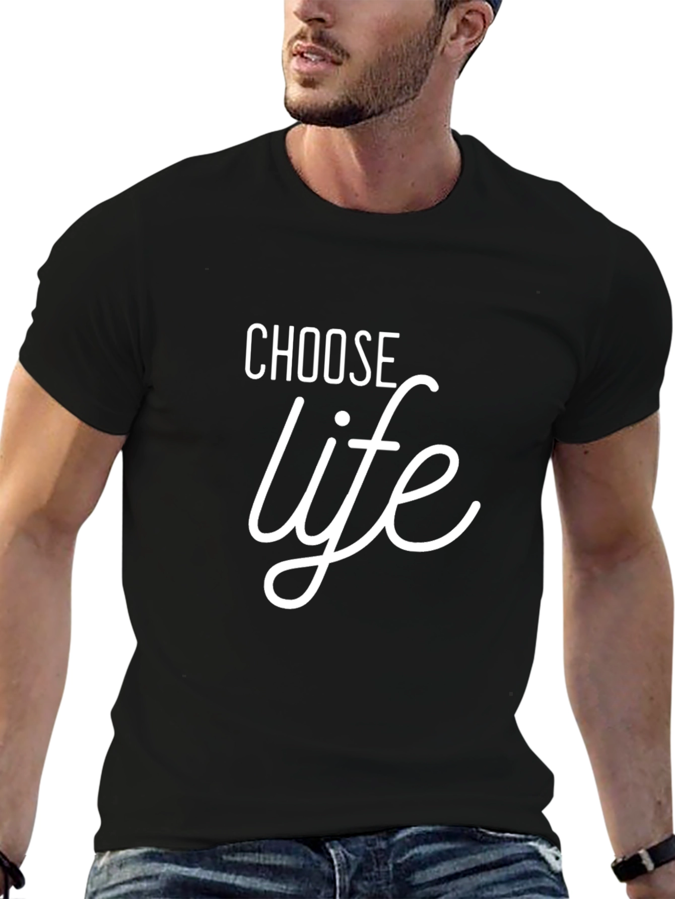 Black Choose Life Graphic Tee - Soft Black Cotton T-Shirt view 6