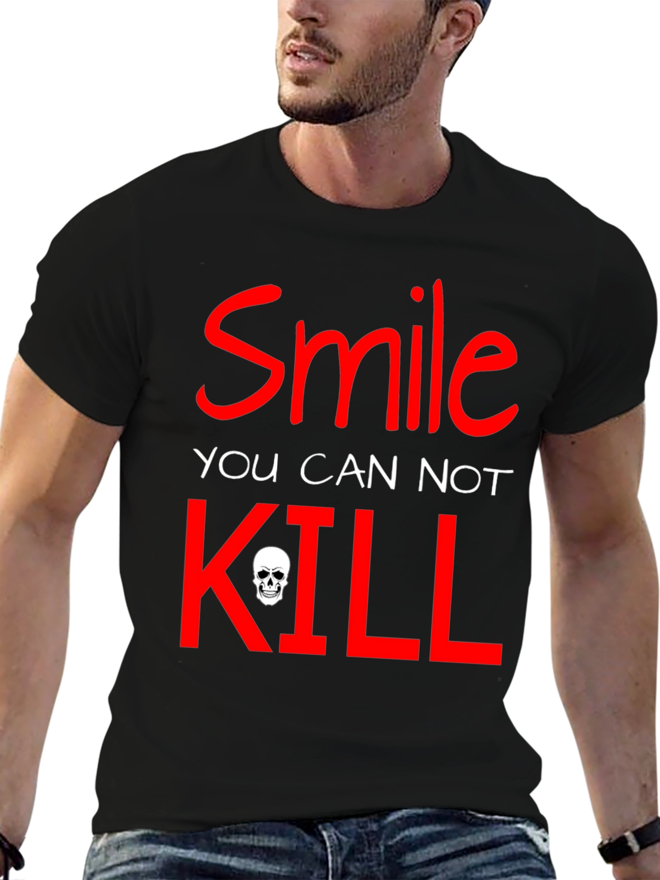 Black Smile You Cannot Kill Graphic T-Shirt view 6