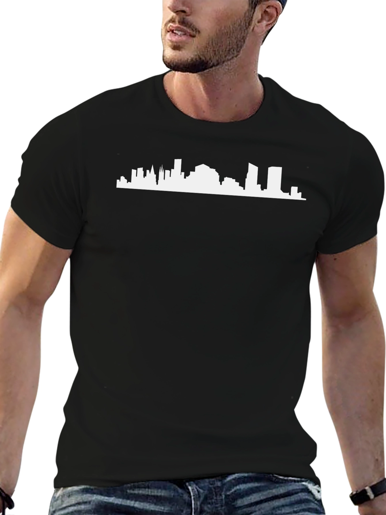 Black City Skyline Graphic T-Shirt - Black view 6