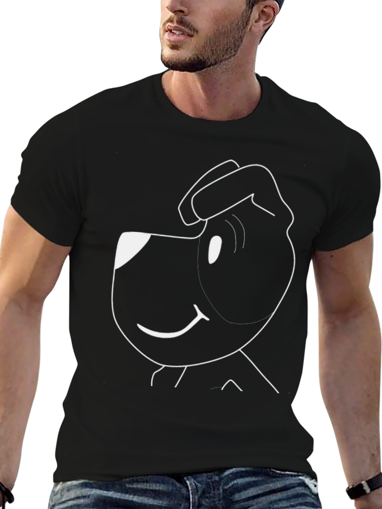 Black Cartoon Dog Black T-Shirt view 6